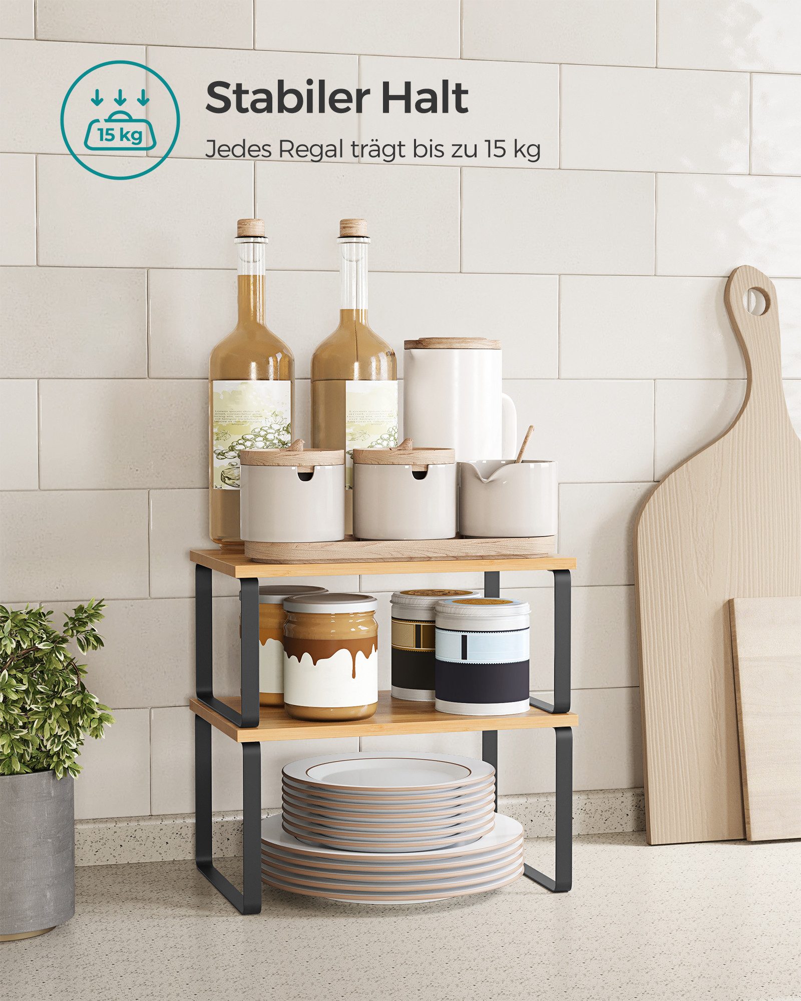 SONGMICS Gewürzregal, 2-tlg., Küchenregal, erweiterbar, Gewürzhalter günstig online kaufen