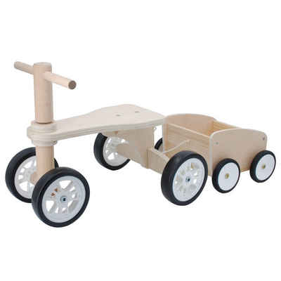 TikTakToo Kinderfahrzeug Lauflernhilfe Sitzroller mit Anhänger aus Holz, Laufrad, Roller, Dreirad, (2-tlg., komplettes Spielset), aus FSC-Holz, mit Gummilaufringen und Motorikspielzeug