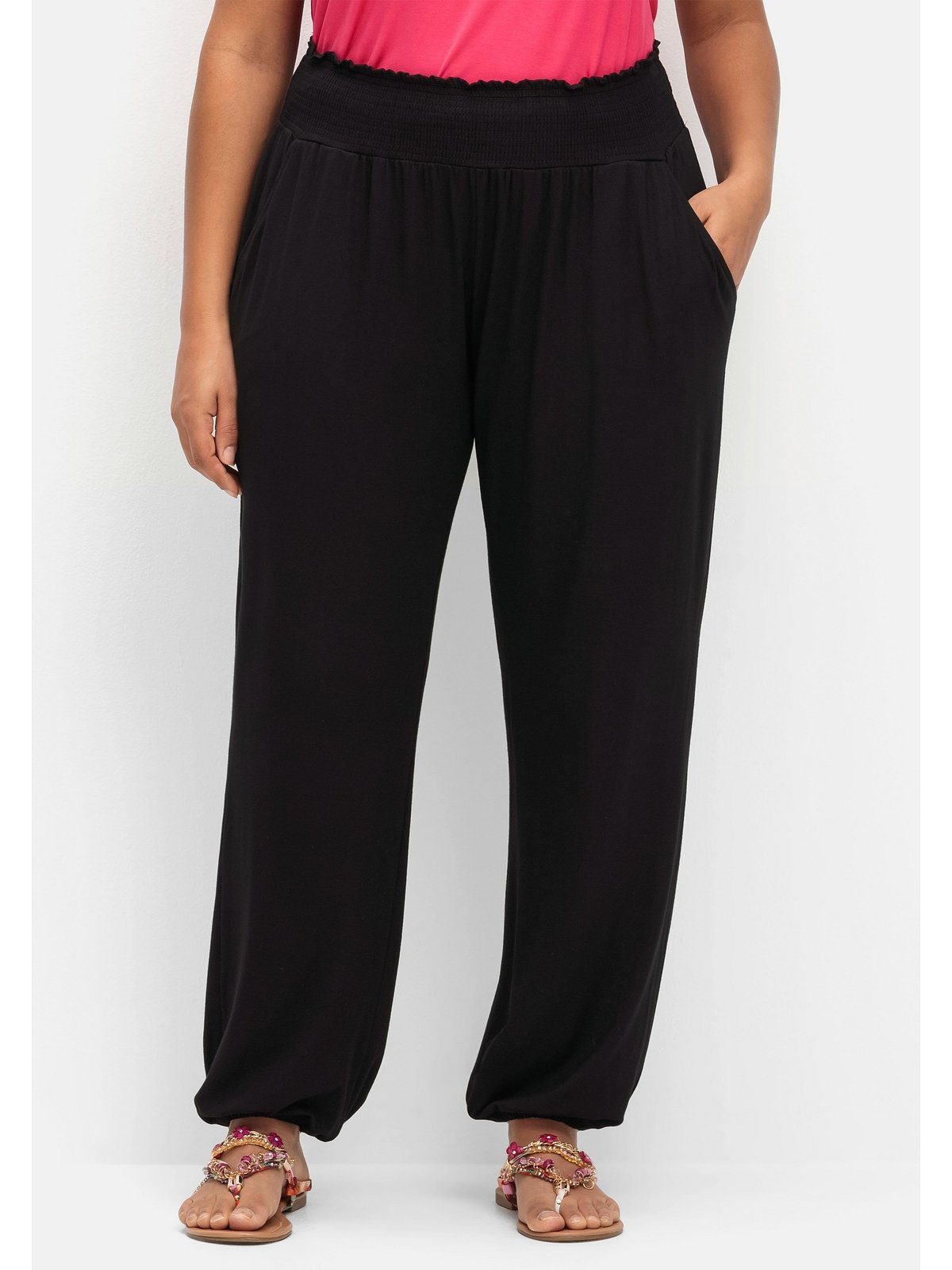 Sheego Schlupfhose Große Größen mit Smokbund und Gummibündchen