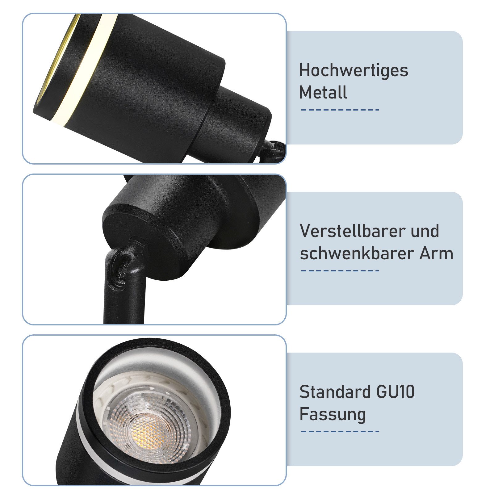 ZMH Deckenstrahler 6 Flammig Schwenkbar355° Deckenspots Küchenlampe für Büro, Einfache Installation, ohne Leuchtmittel, Flurlampe GU10 Deckenlampe Strahler Esszimmer