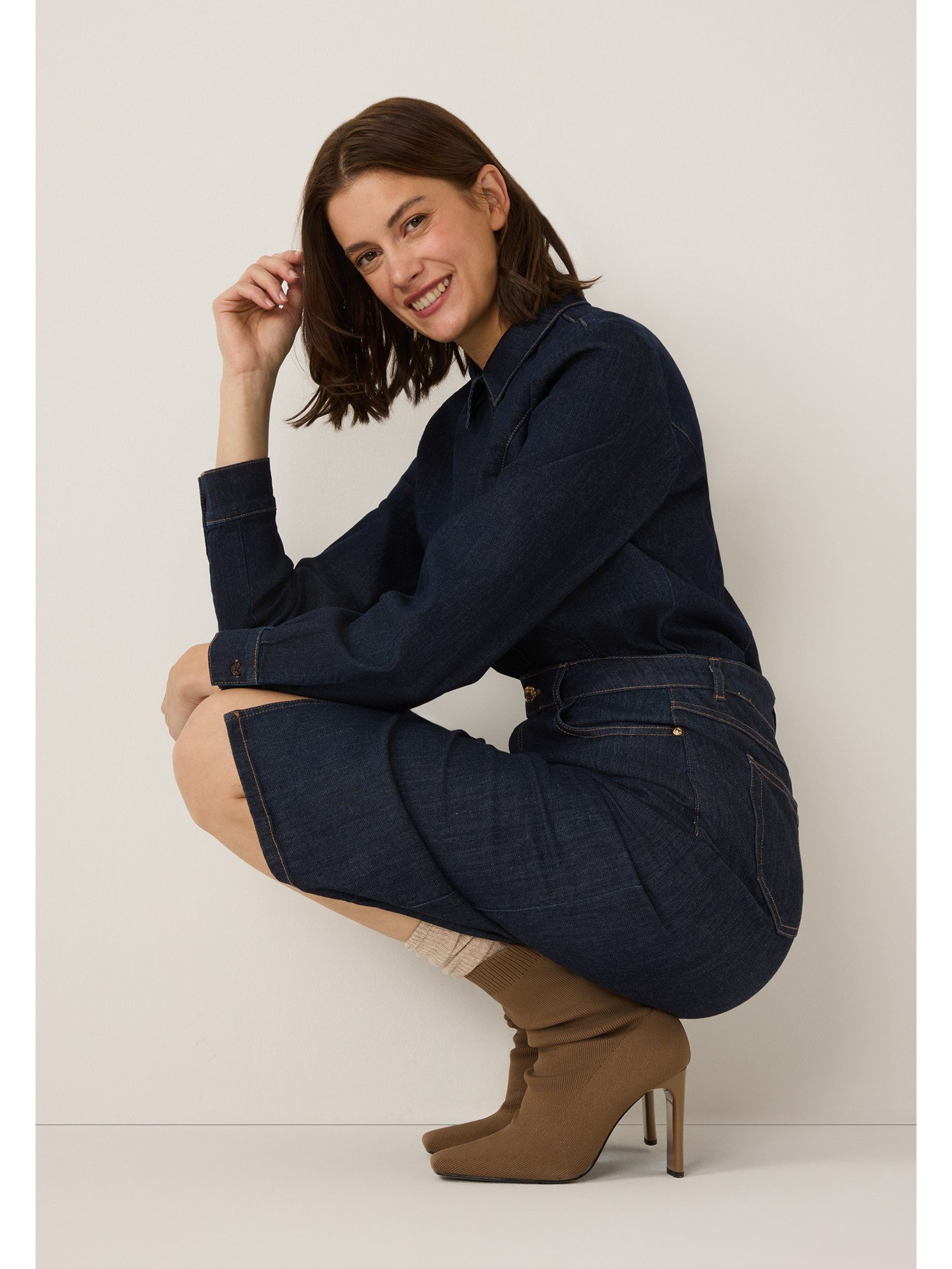 MORE&MORE Langarmbluse cooles, dark denim Jeanshemd günstig online kaufen