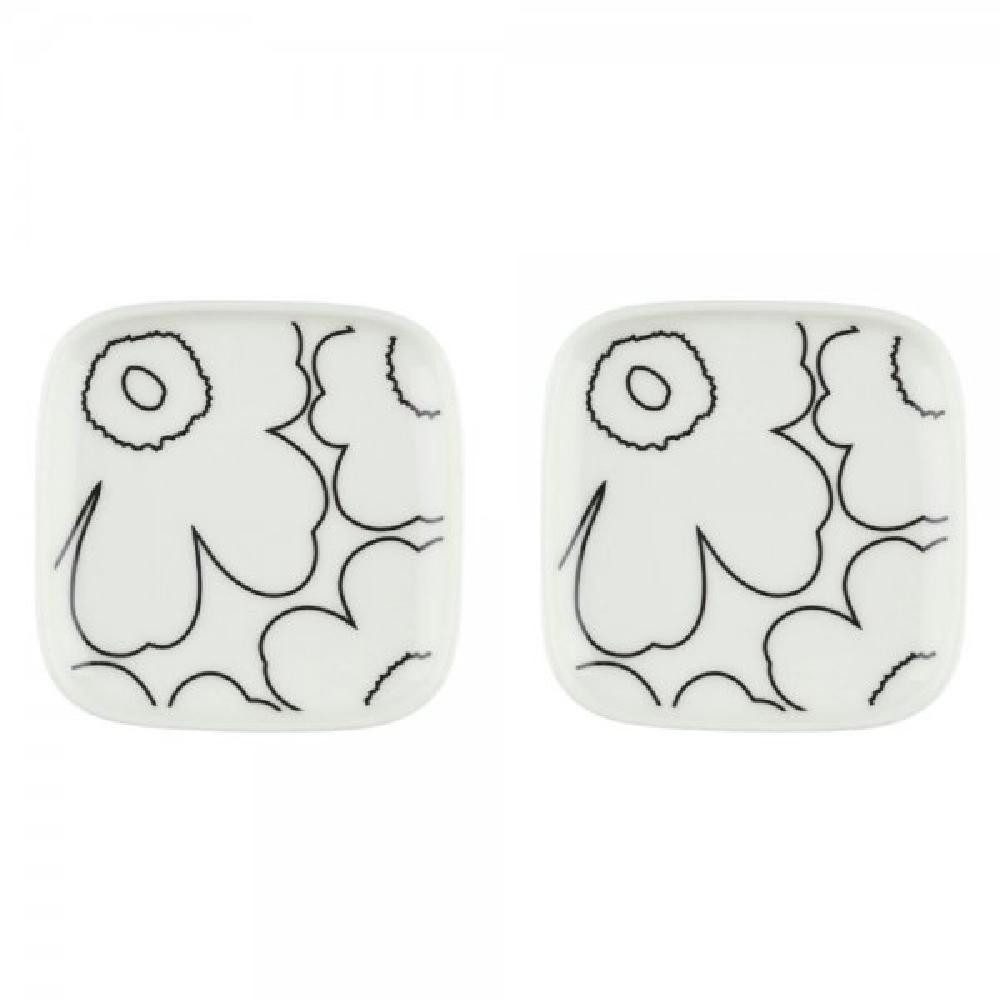 Marimekko Frühstücksteller Тарелки Oiva Unikko Piirto White Black (10x10cm) (2-teilig)