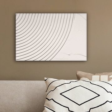 OneMillionCanvasses® Leinwandbild Kunst - Weiß - Linien - Abstrakt, (1 St), Wandbild Leinwandbilder, Aufhängefertig, Wanddeko, 30x20 cm