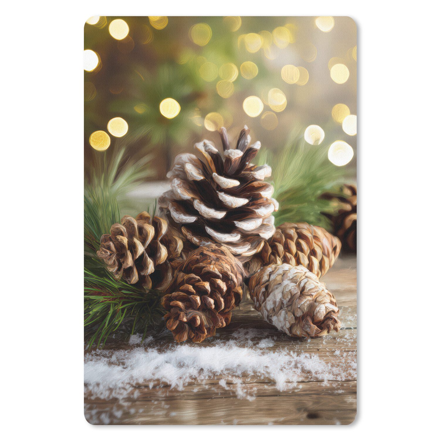 MuchoWow Mauspad Tannenzapfen - Weihnachtsstimmung - Braun - Grün (1-St), Maus Pad Klein, Gaming Zubehör, Büro Deko, 18x27 cm