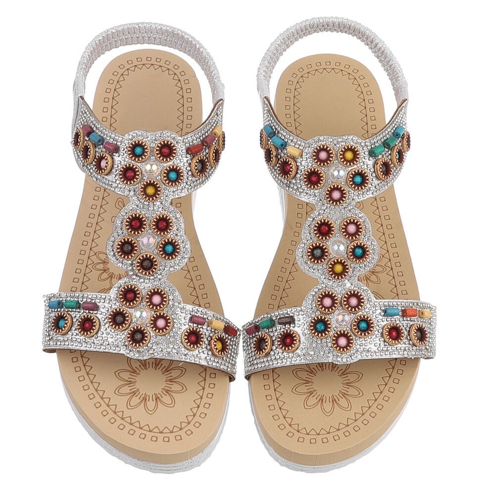 Ital-Design Damen Sandalenschuh mit Schmuckdetails und Plateau Plateausandaletten (91895656) Keilabsatz/Wedge Keilsandaletten in Silber – Bild 4 von 5