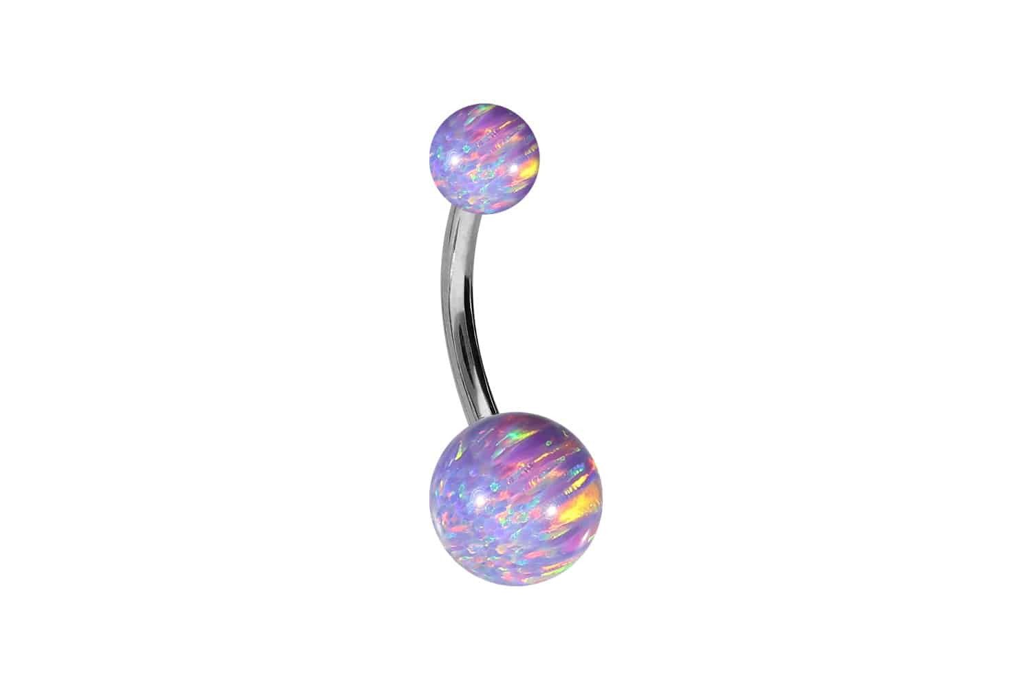 PIERCINGLINE Bauchnabelpiercing Chirurgenstahl Bananabell SYNTHETISCHE OPALE (Bananabells, 1-tlg)