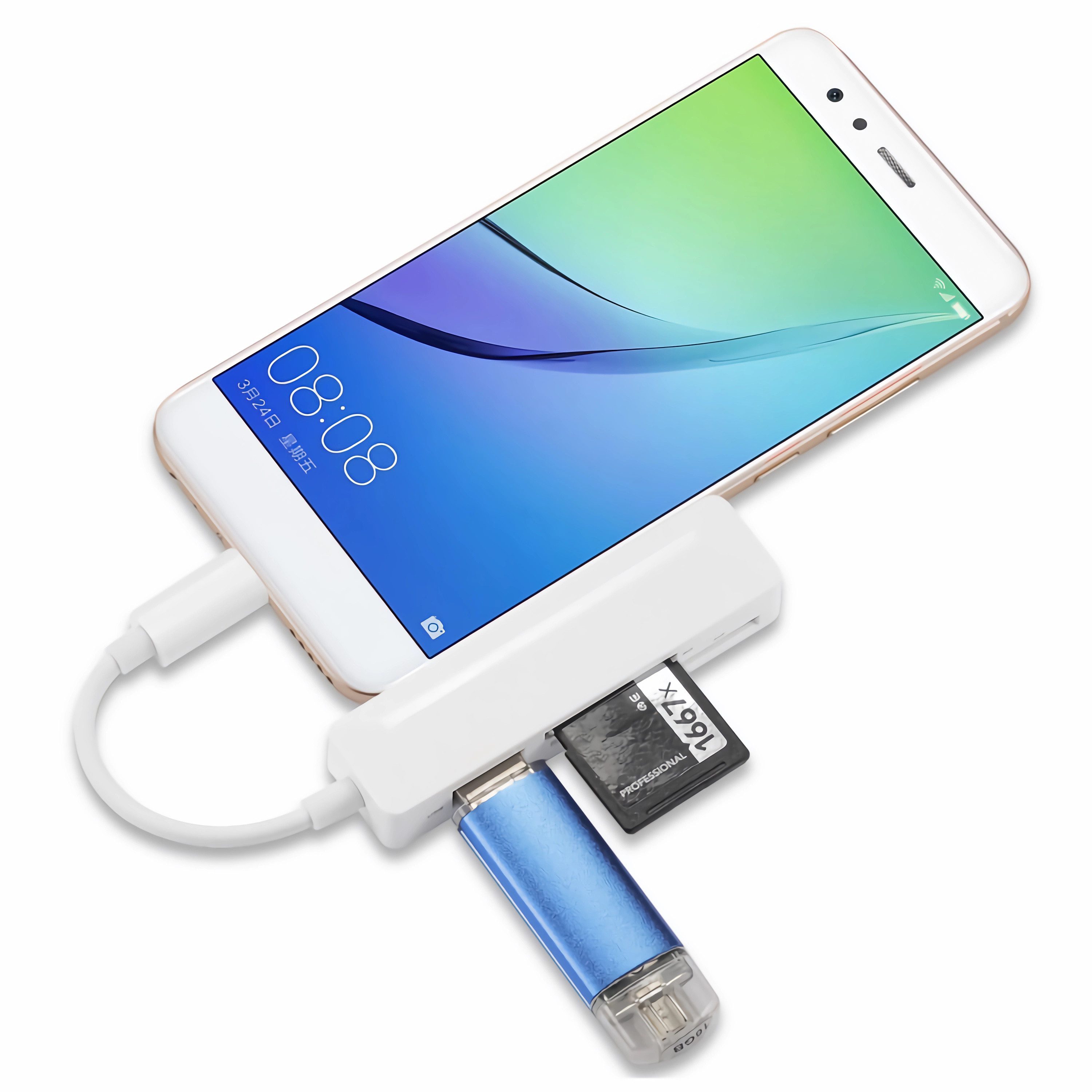 Bolwins Speicherkartenleser M47 USB C zu USB 2.0, SD, MicroSD/TF, MS Kartenleser Adapter PC Laptop, Plug & Play Kartenleser-Funktion Datenübertragung Multifunkt – Bild 5 von 5