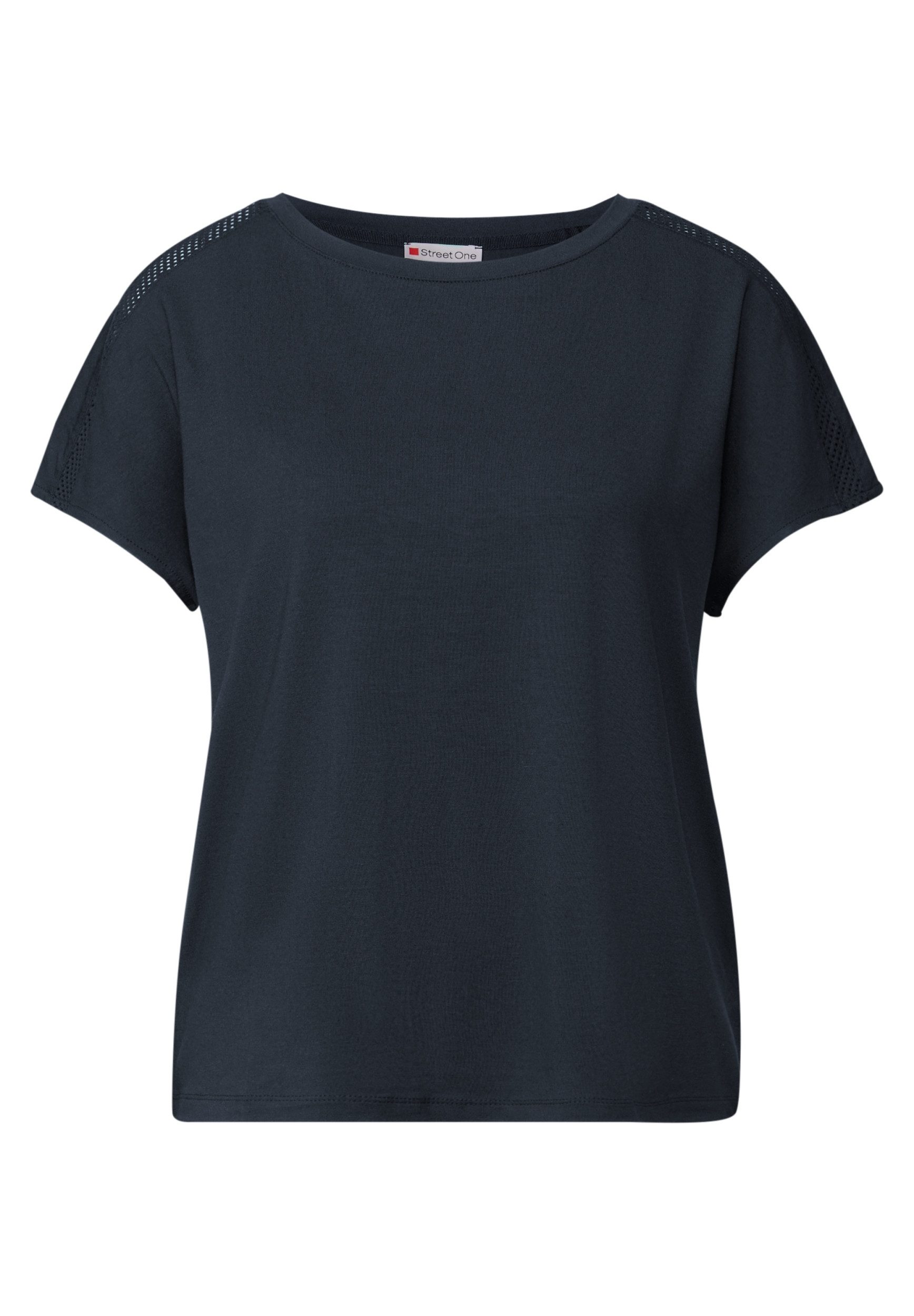STREET ONE T-Shirt - Jersey-Shirt Damen – Mesh-Details Schulter – U-Boot-Au günstig online kaufen