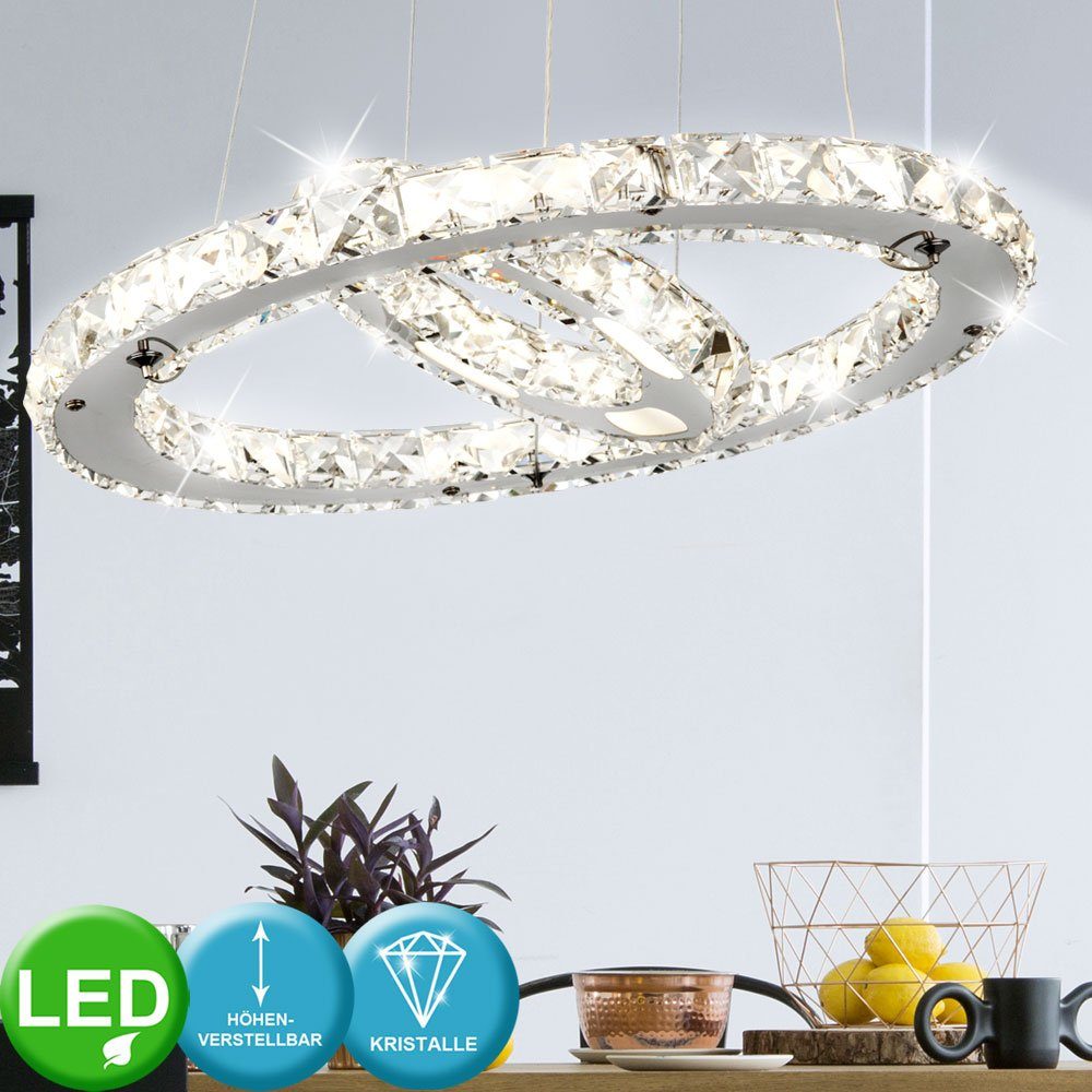 LED Pendel Leuchte chrom Wohn Zimmer Beleuchtung Hänge Decken Lampe verstellbar 