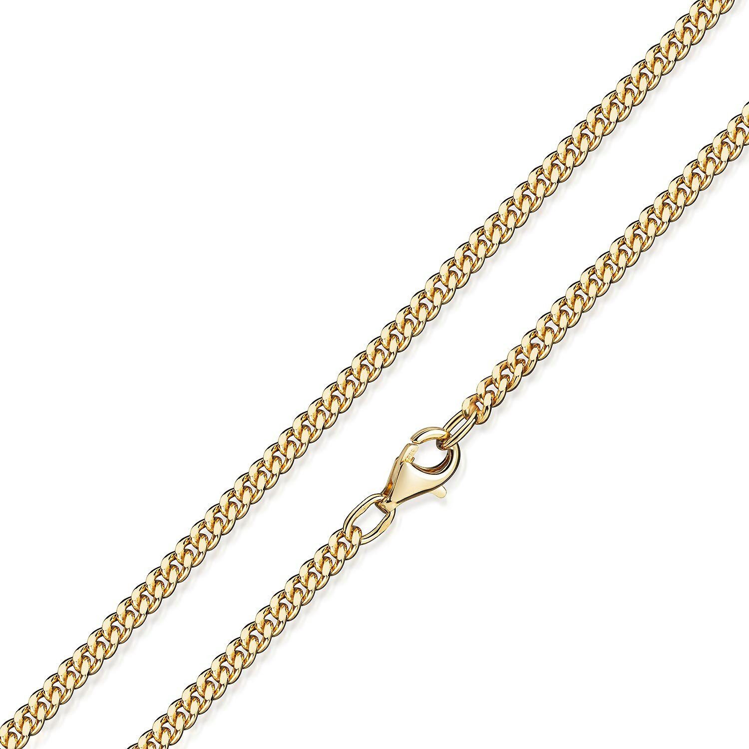 Materia Goldkette Damen Herren Panzerkette 3mm K70, Echtsilber 925, vergoldet