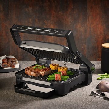 N8WERK Kontaktgrill Kontakt-Grill Elektrogrill fettarm Touch Display, 2000 W, Midnight Edition 6 Programme