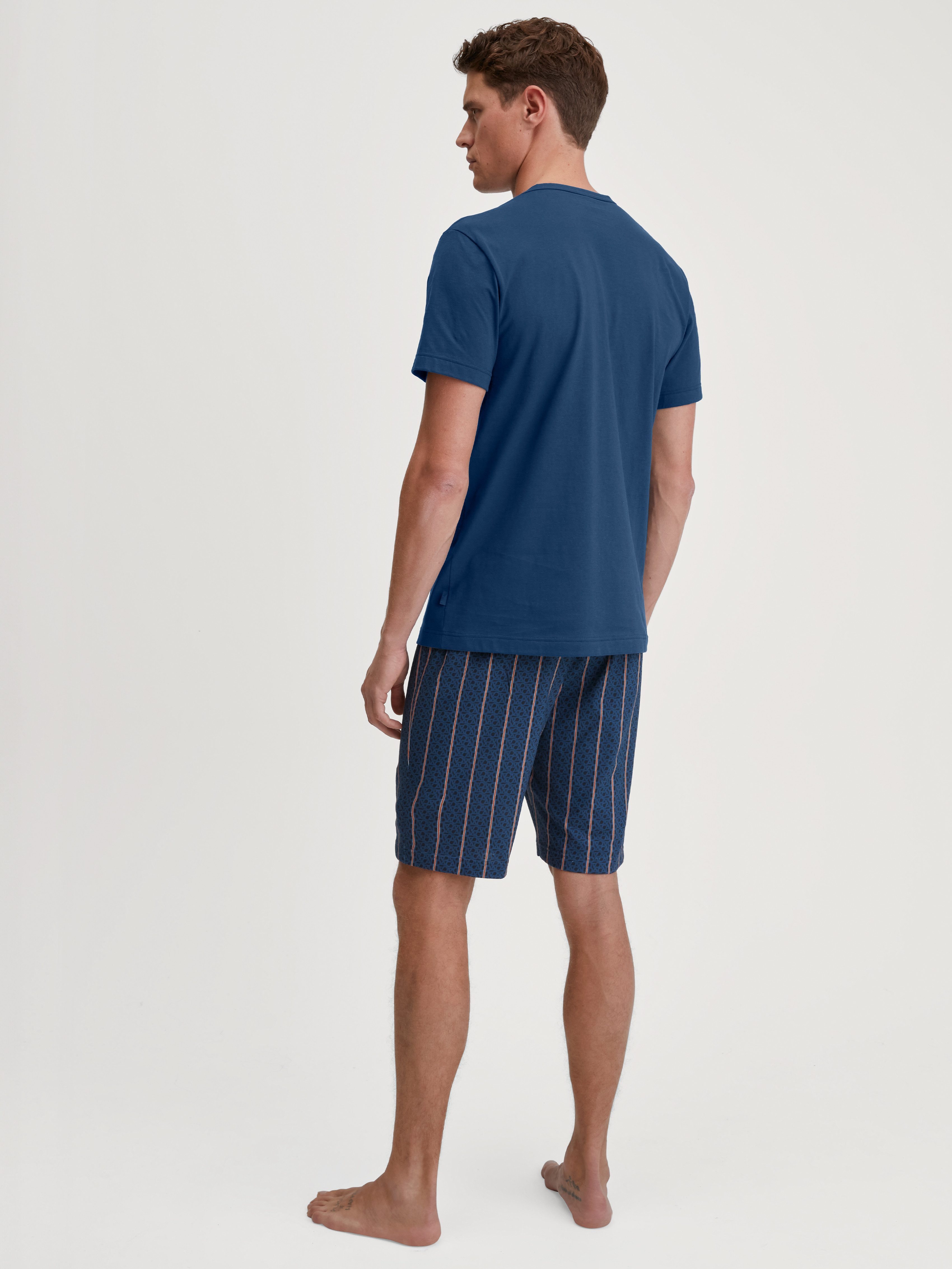 CALIDA Shorty Relax Imprint 1 (2 tlg) mit Rundhalsausschnitt, Knopfleiste, kurze Ärmel, Single Jersey