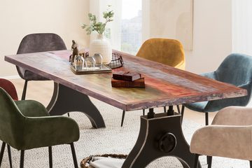 SIT Esstisch, Platte aus bunt lackiertem Altholz