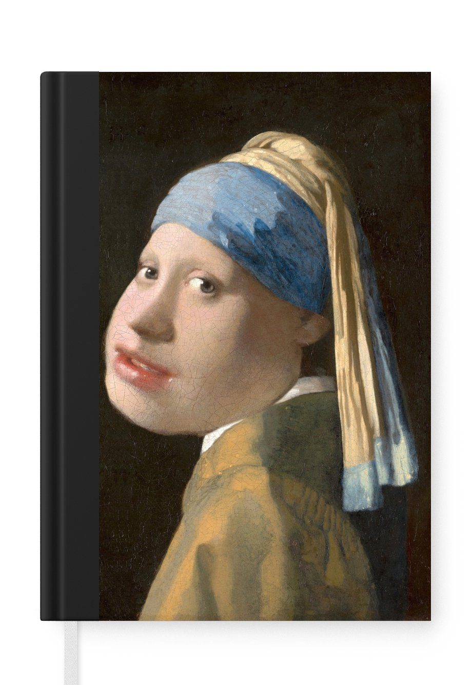 MuchoWow Notizbuch Das Mädchen mit dem Perlenohrring - Johannes Vermeer - Karikatur, Journal, Merkzettel, Tagebuch, Notizheft, A5, 98 Seiten, Haushaltsbuch