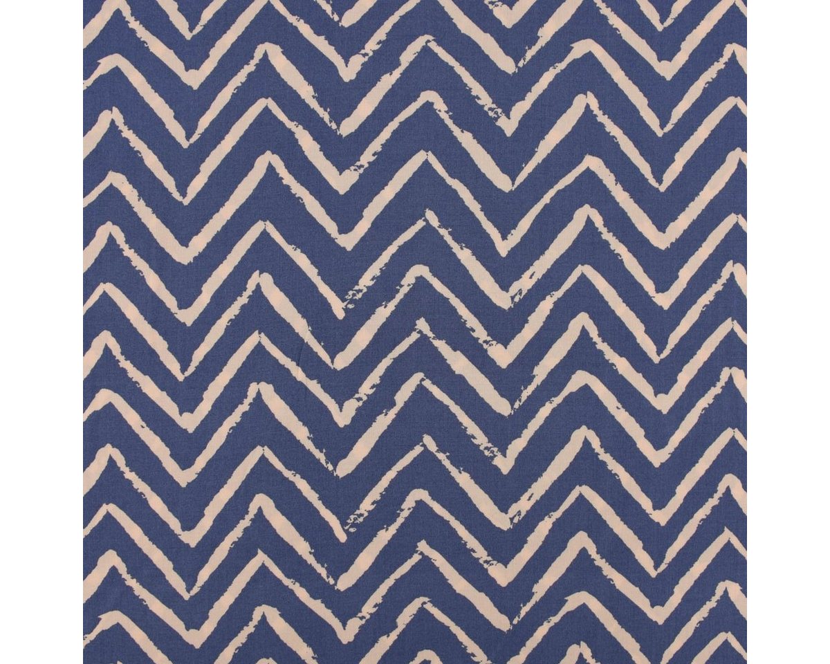 Thumbnail - SCHÖNER LEBEN. Stoff Viskosestoff Bekleidungsstoff Radiance Chevronmuster blau beige 1,40m, allergikergeeignet