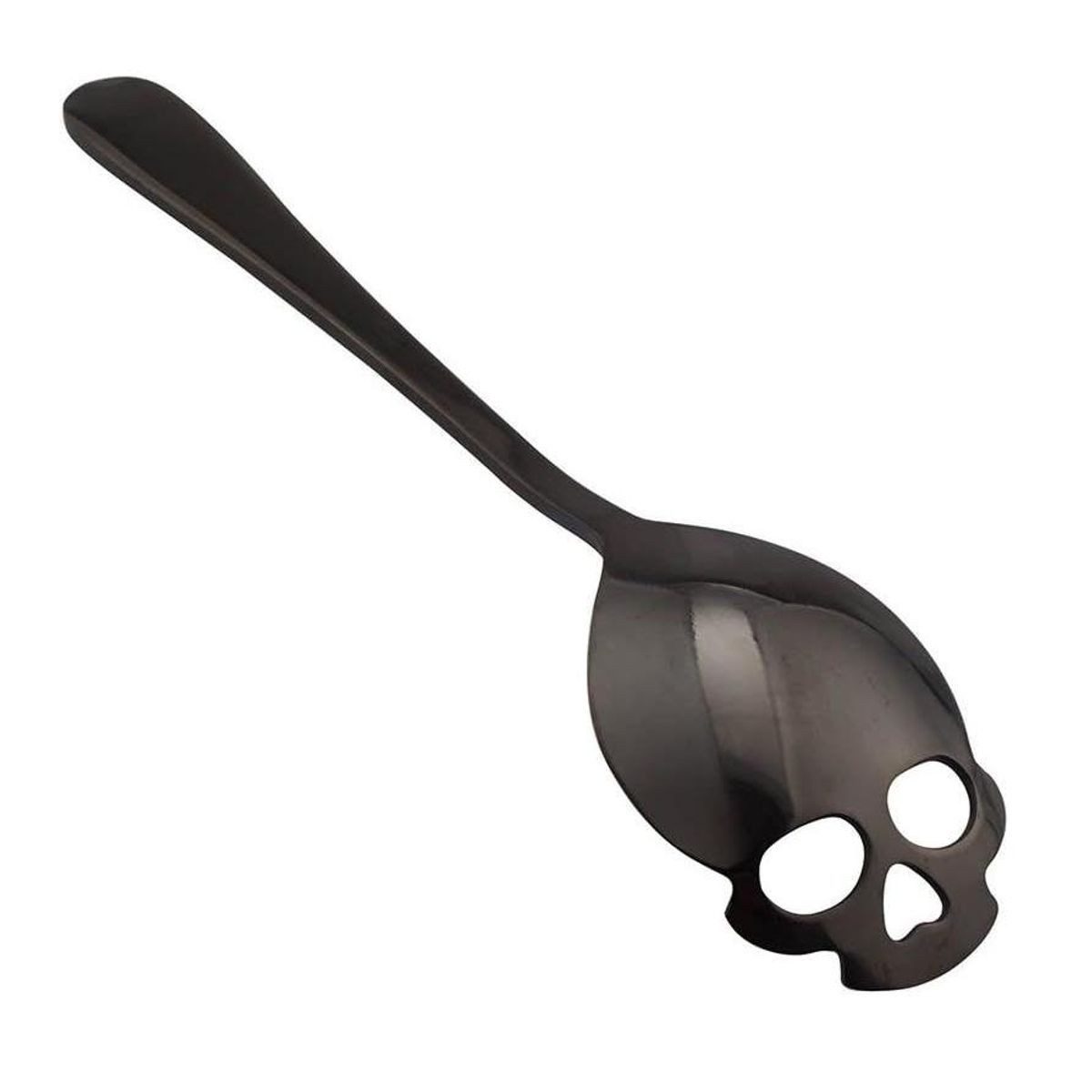 JTI Küchenorganizer-Set Black Coffee Spoon - Skull - Stainless Steel, Schwarzer Kaffeelöffel - Totenkopf - Edelstahl