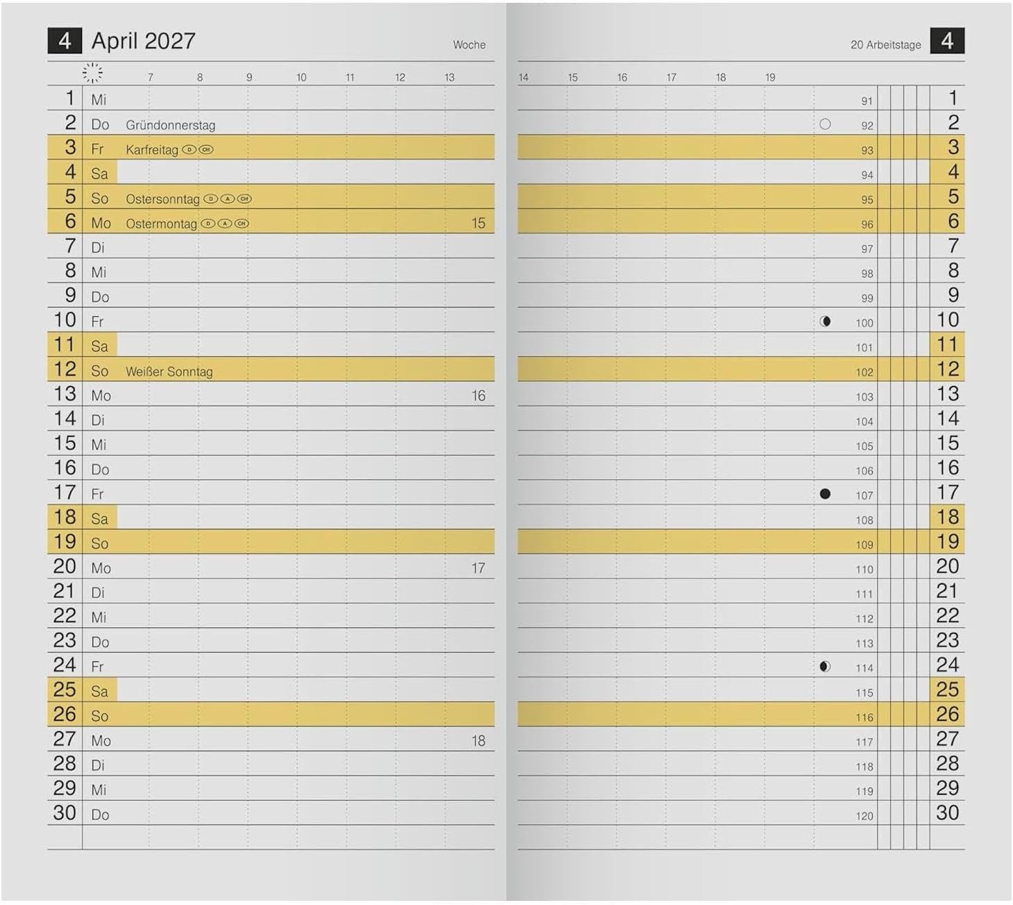 RIDO Monatskalender rido/idé Kalender Monats-Ersatzkalendarium Mod. M-Planer 2027, weiß