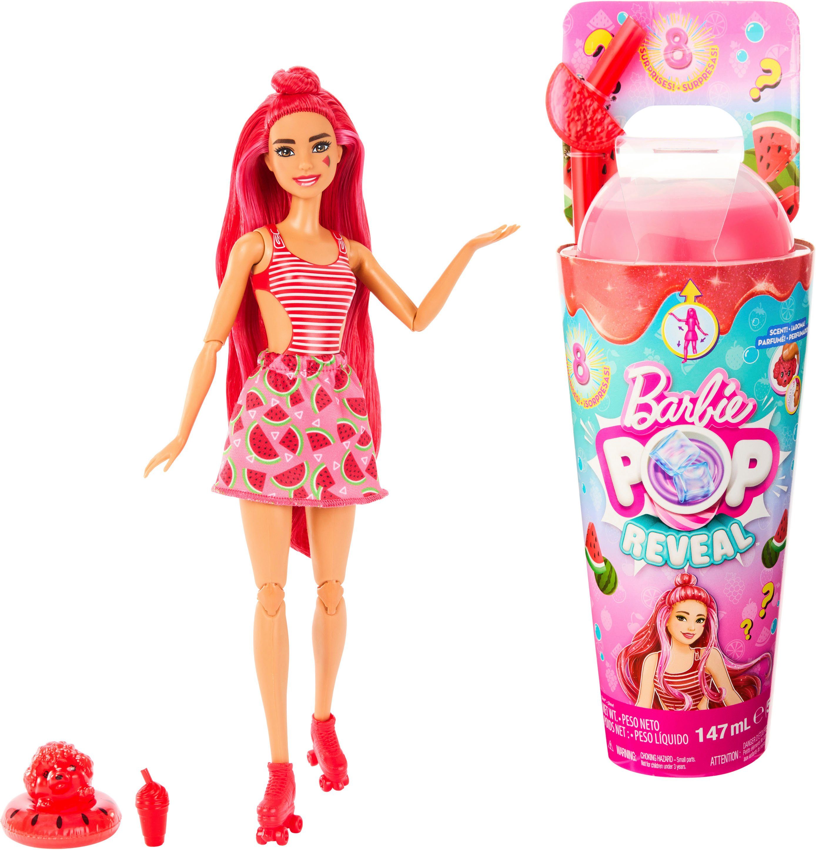 Barbie Anziehpuppe Pop! Reveal, Fruit, Wassermelonendesign, mit Farbwechsel | Anziehpuppen
