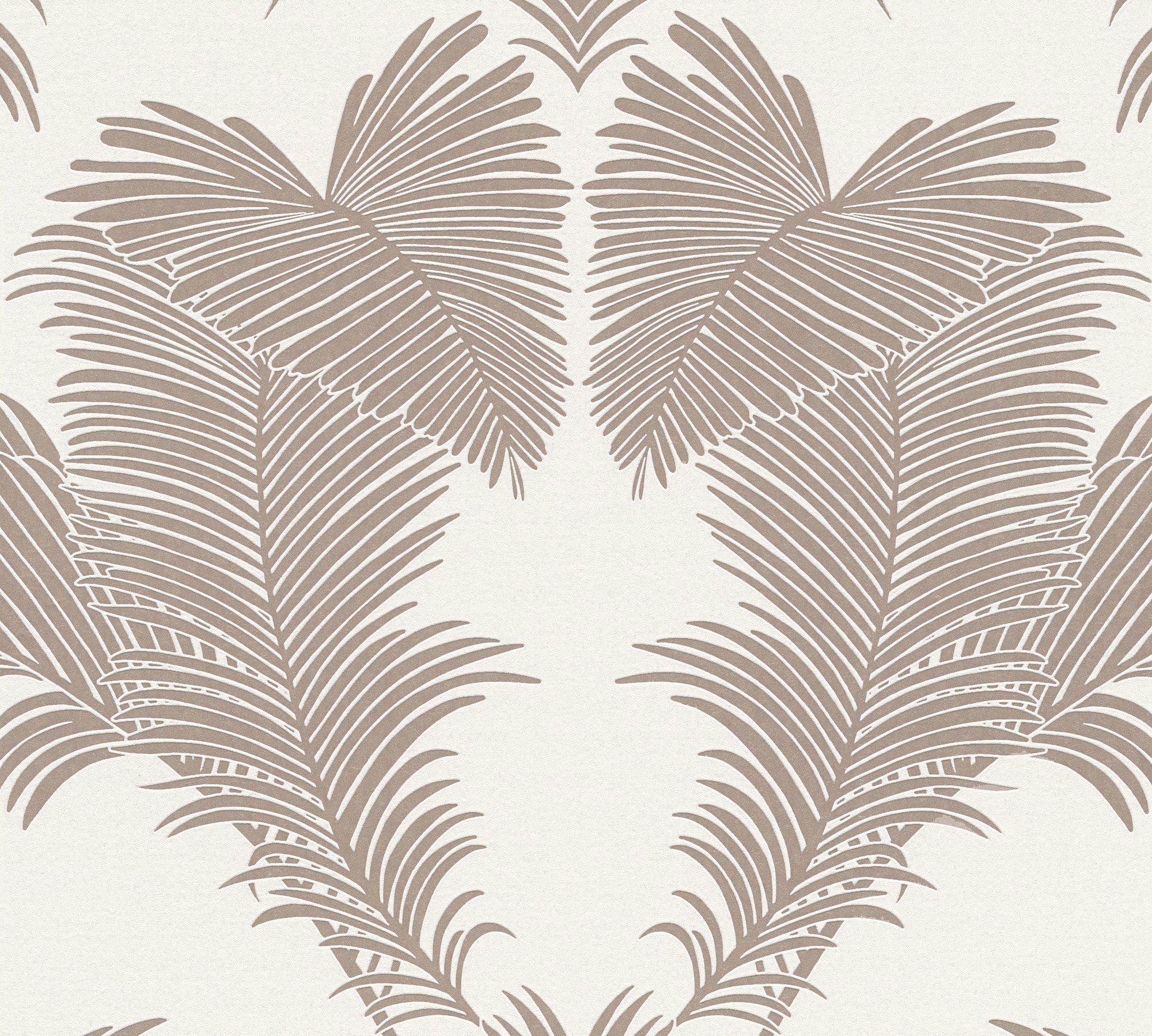 Palmen botanisch, Vliestapete Création metallic/weiß floral, A.S. Dschungeltapete Glänzend Tapete tropisch, Trendwall,