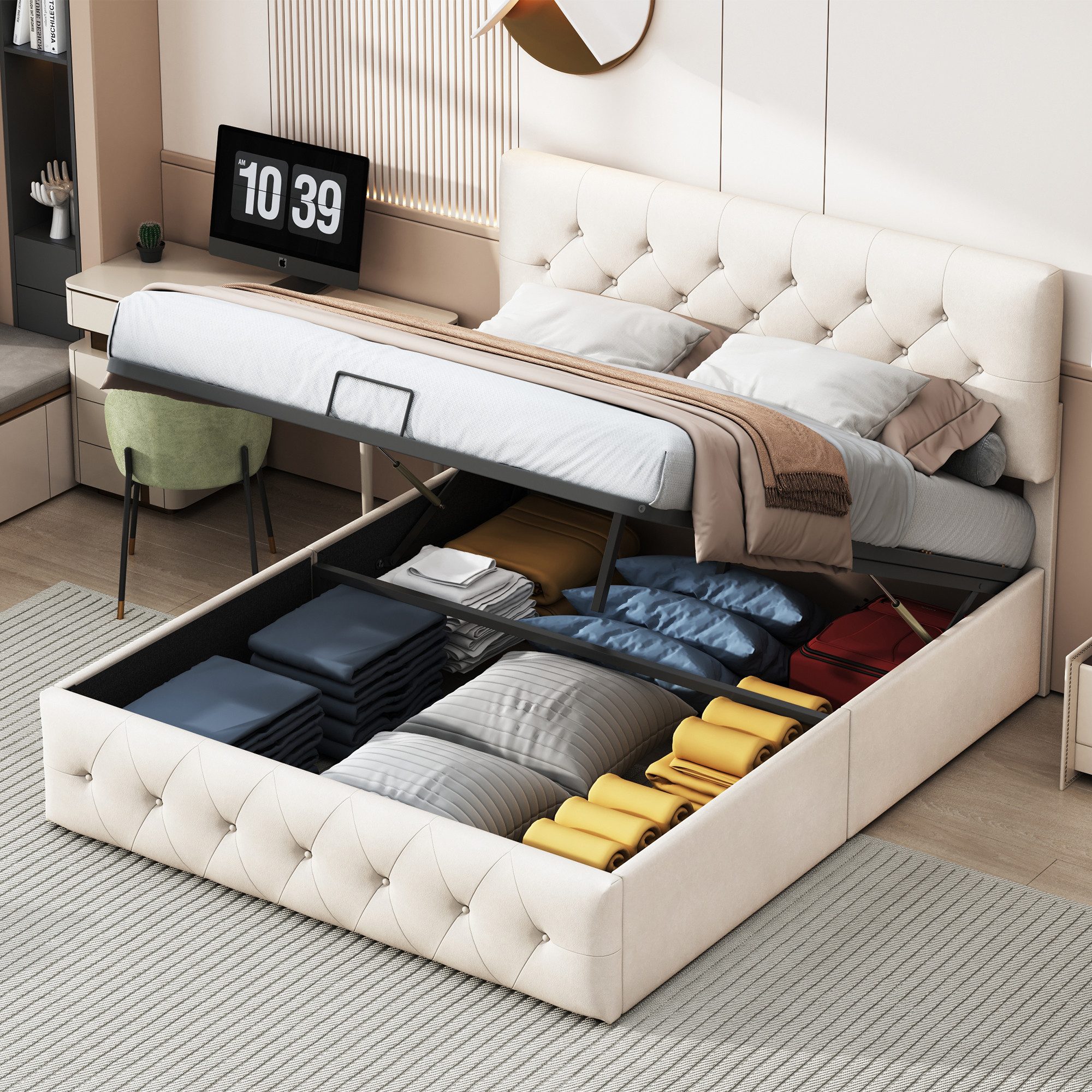 Gdood Polsterbett Stauraumbett Doppelbett, Mit Bettkasten günstig online kaufen