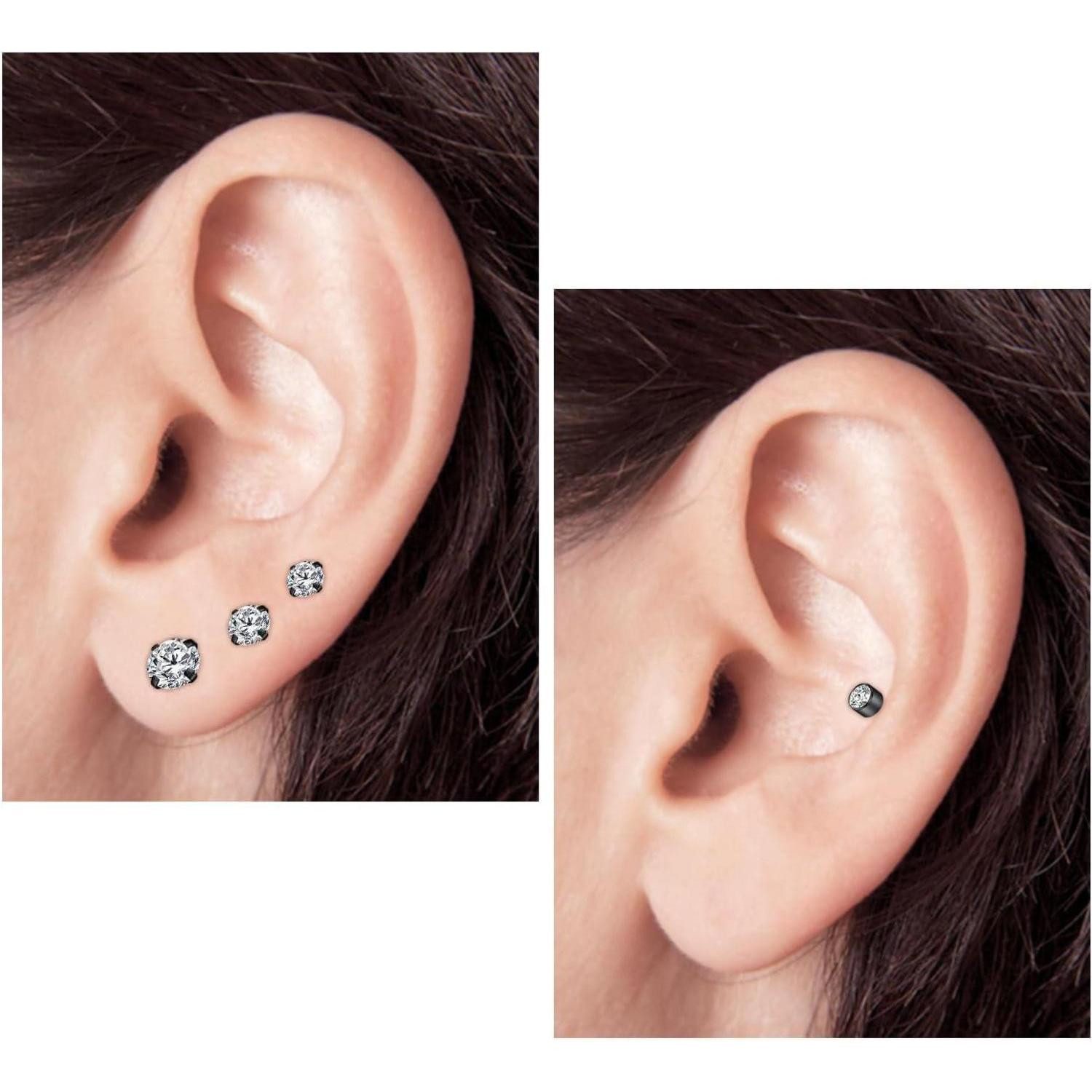 Mayhoop Piercing-Set 16G Tragus Helix Piercing Set 8 Stück Chirurgenstahl CZ Opal Marmor