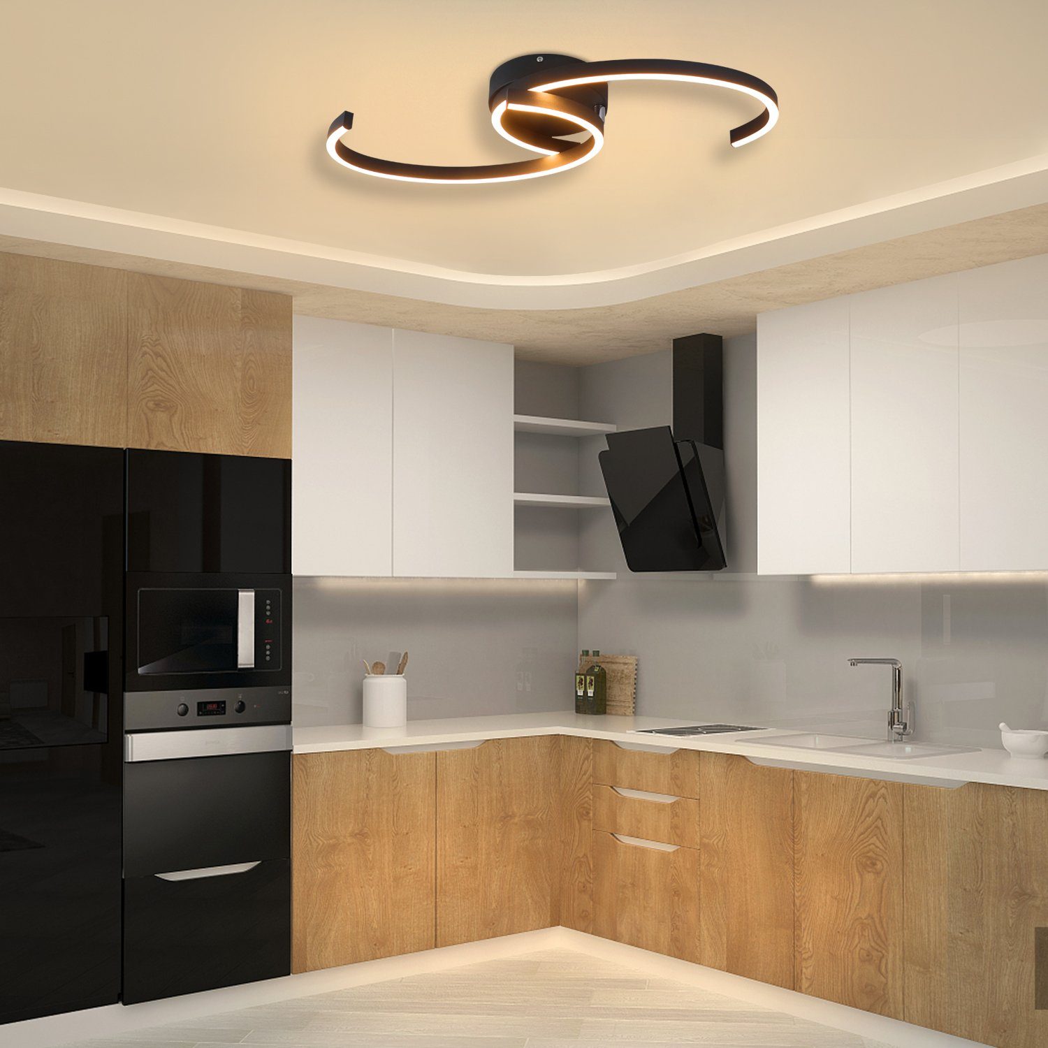 Nettlife Deckenleuchten Schwarz Schlafzimmer 25W 3000K Warmweiß Weiß LED De günstig online kaufen