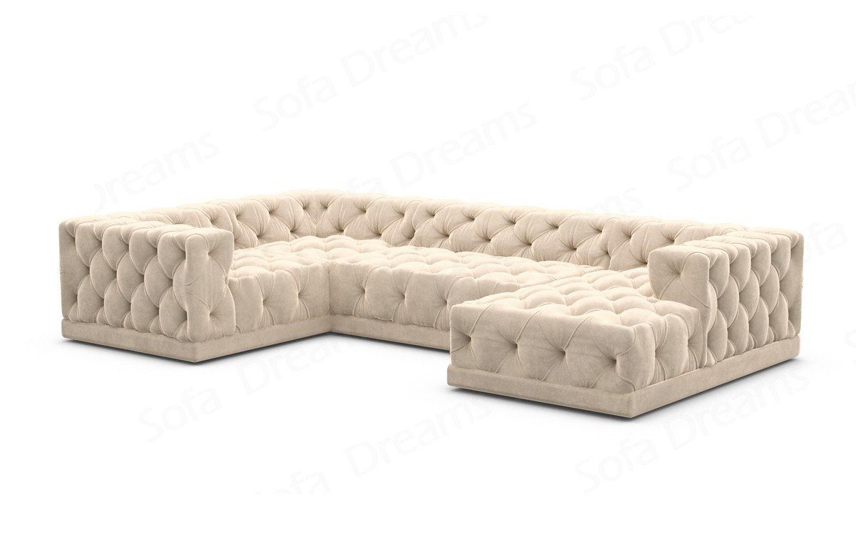 Sofa Dreams Wohnlandschaft Designer Stoff Sofa Palma U Form Samtstoff Stoff günstig online kaufen