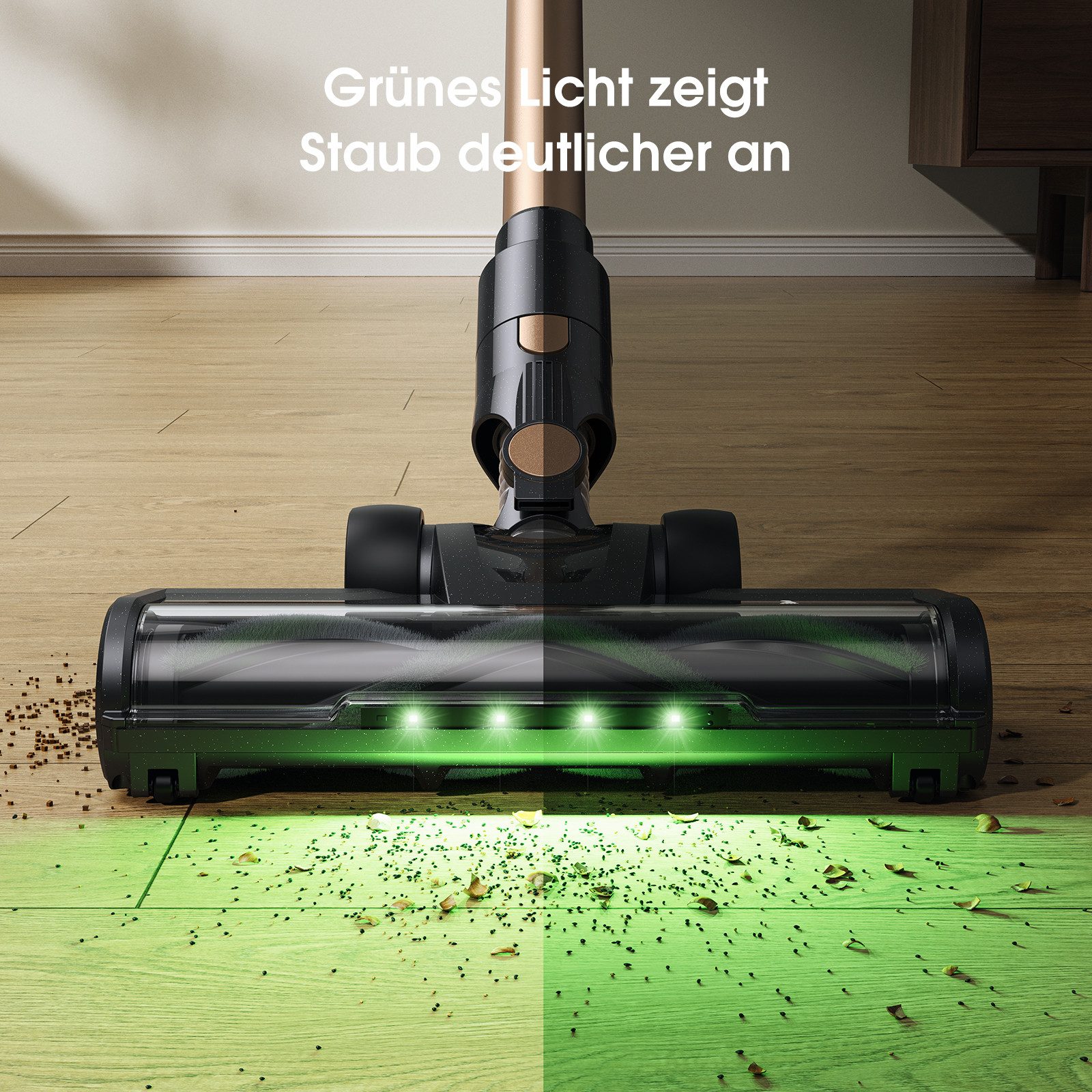 oyajia Akku-Stielstaubsauger kabellos 6in1 Akkustaubsauger mit Geen LED, beutellos, 45Min. Laufzeit für Hartboden, Teppich, Tierhaare