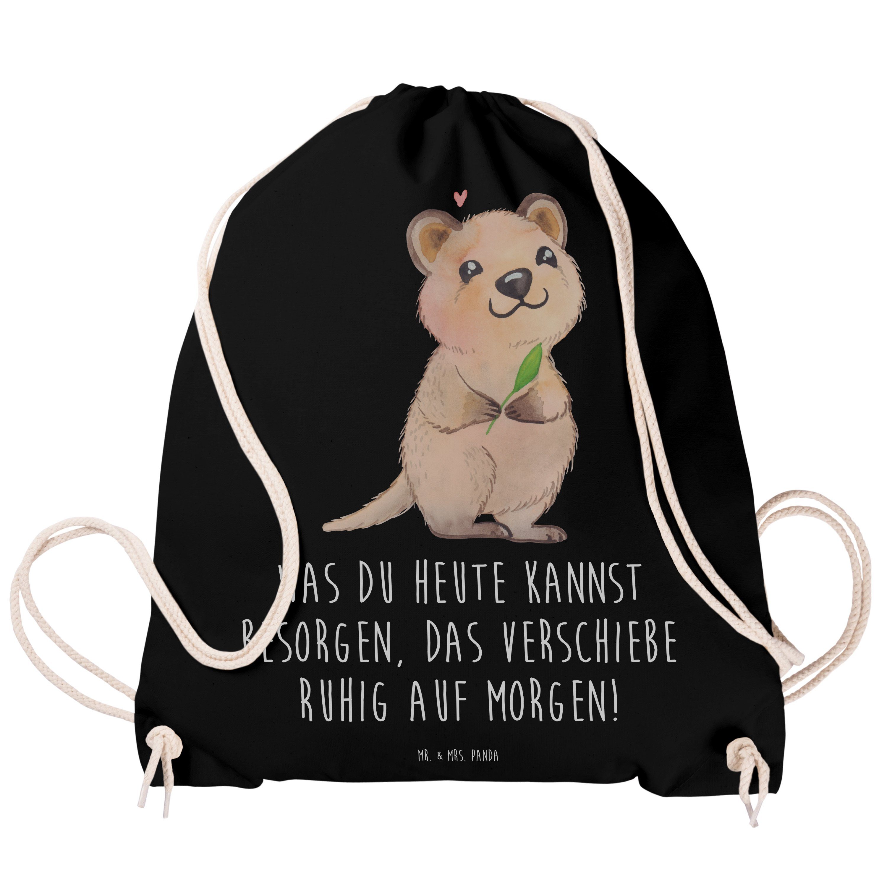 Tasche, Quokka Mr. & Sporttasche Panda Mrs. Sportbe Happy - (1-tlg) Geschenk, Tiermotive, Schwarz - Tiere,