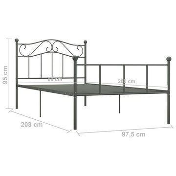 vidaXL Bett Bettgestell Grau Metall 90×200 cm