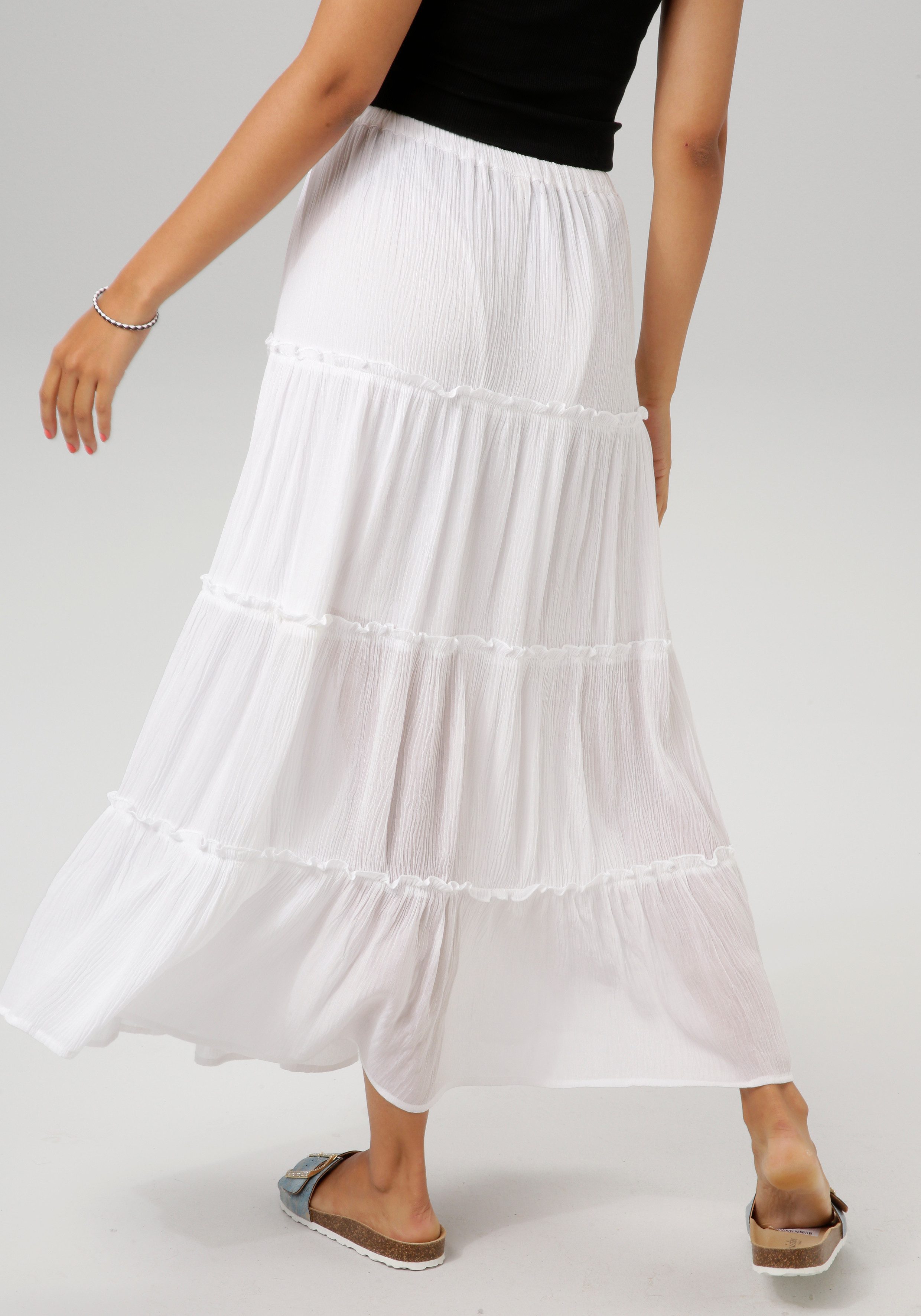 Aniston CASUAL Maxirock mit kleinen Rüschen günstig online kaufen