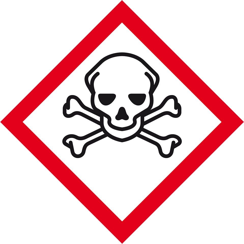 Hinweisschild Symbol Totenkopf m.gekr.Kn.GHS06,Folie,selbstkl.,18x18mm,8/Bogen