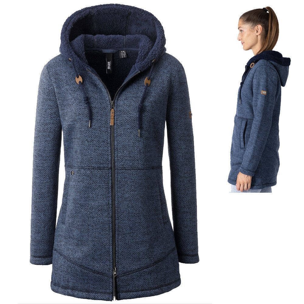 Trekkingjacke LPO - warmer flauschiger Dibond Double Face Fleecemantel Xenia, navy