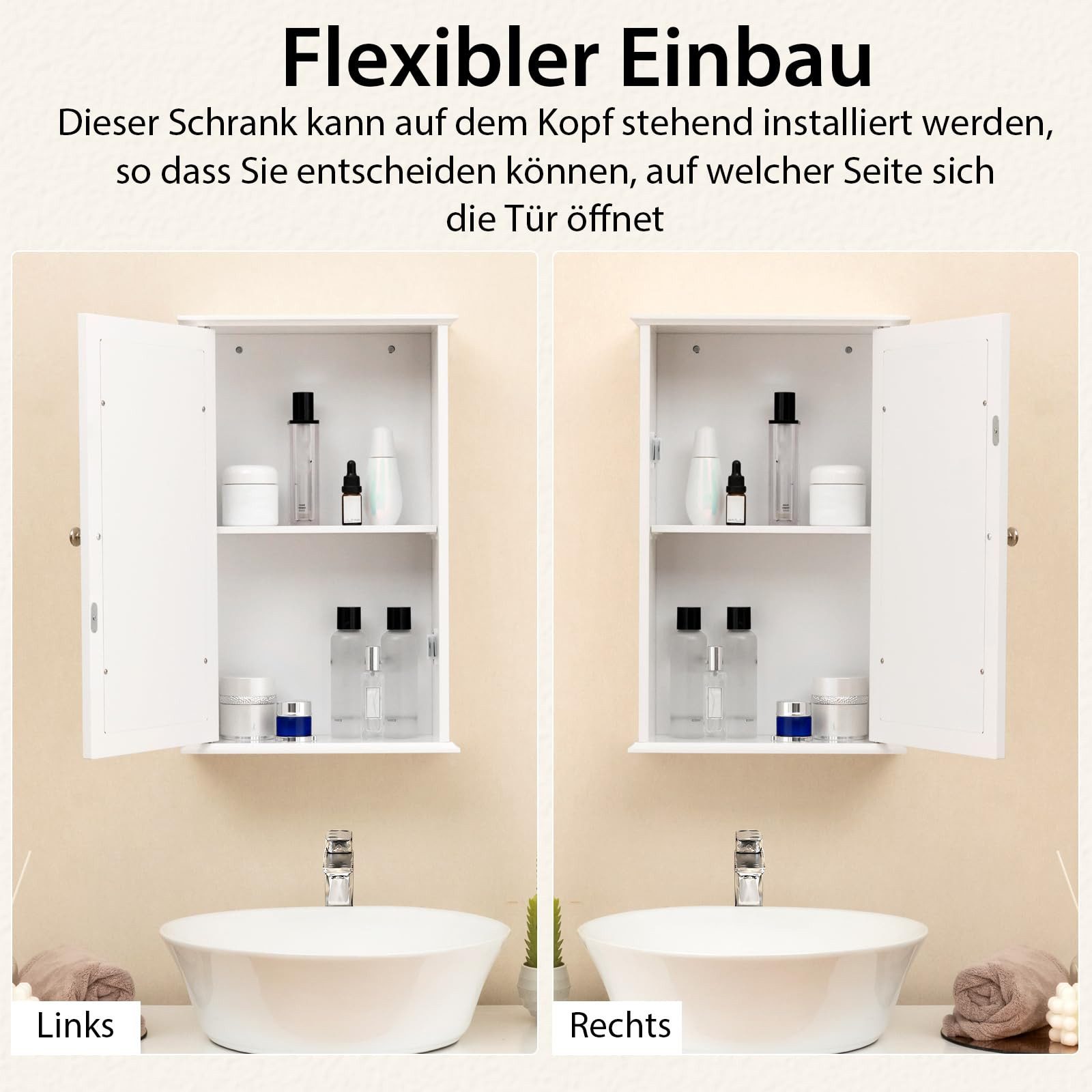 COSTWAY Spiegelschrank Bad Badezimmerschrank mit Tür, verstellbarer Ablage