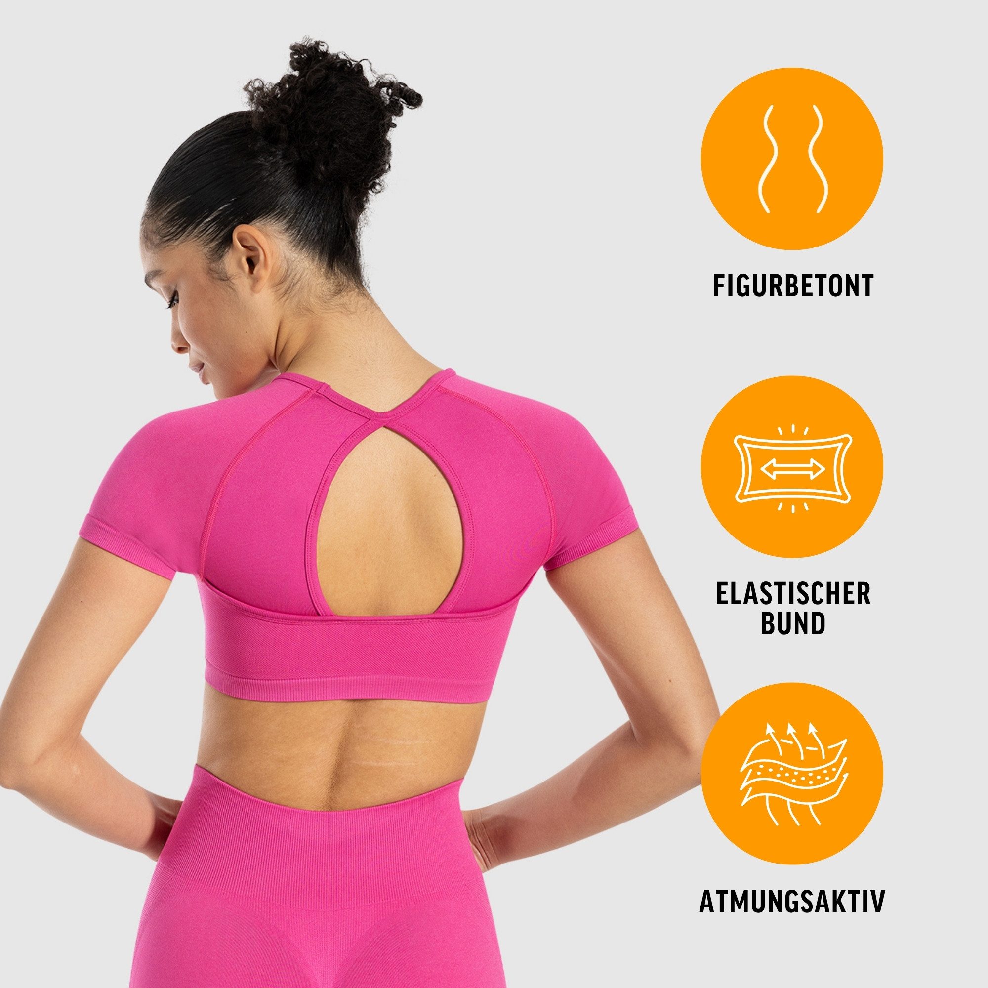 Smilodox Trainingsshirt Soheli, Seamless Fitness Crop Top mit kurzem Ärmel, Gym & Yogashirt Seamless, Bewegungsfreiheit, Trainingsshirt, bauchfrei