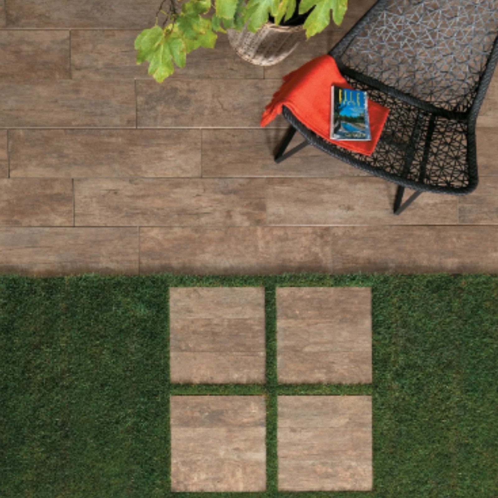 HORI Terrassenplatte HORI Terrassenplatten Feinsteinzeug Holzoptik, Boden für Outdoor, Feinsteinzeug 120x30, Braun, Feinsteinzeug, Massiv, Rutschhemmend
