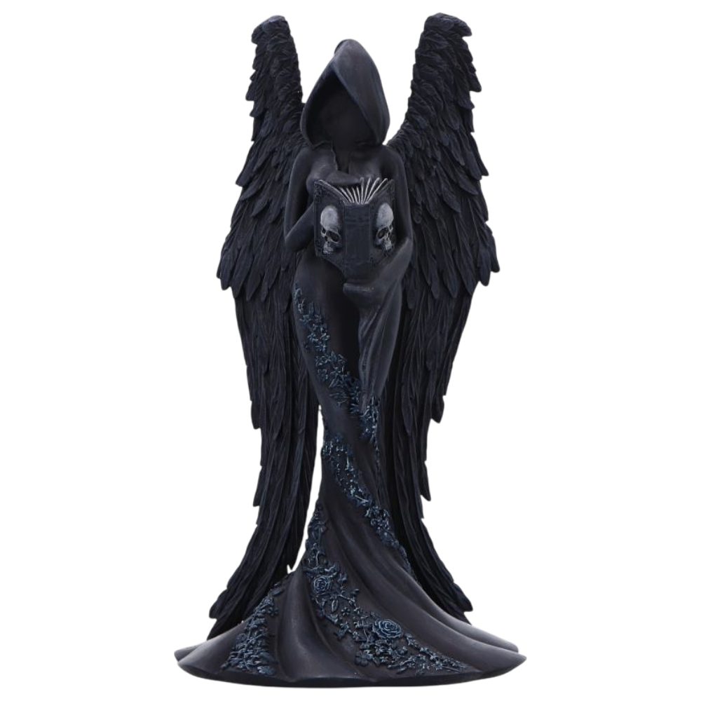 Dark-Desires Dekoobjekt Femme Fatale Scholar – Gothic Engelsfigur mit Buch 21,9 cm Dekofigur