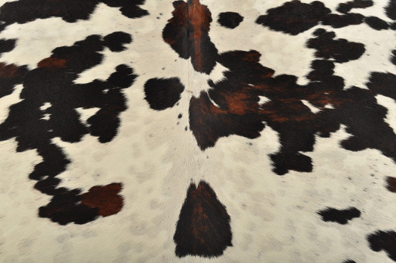 KUHFELL online & NOMAD Fellteppich Kuhfell Teppich Tricolor Braun Weiß Echtfell 230x200 cm