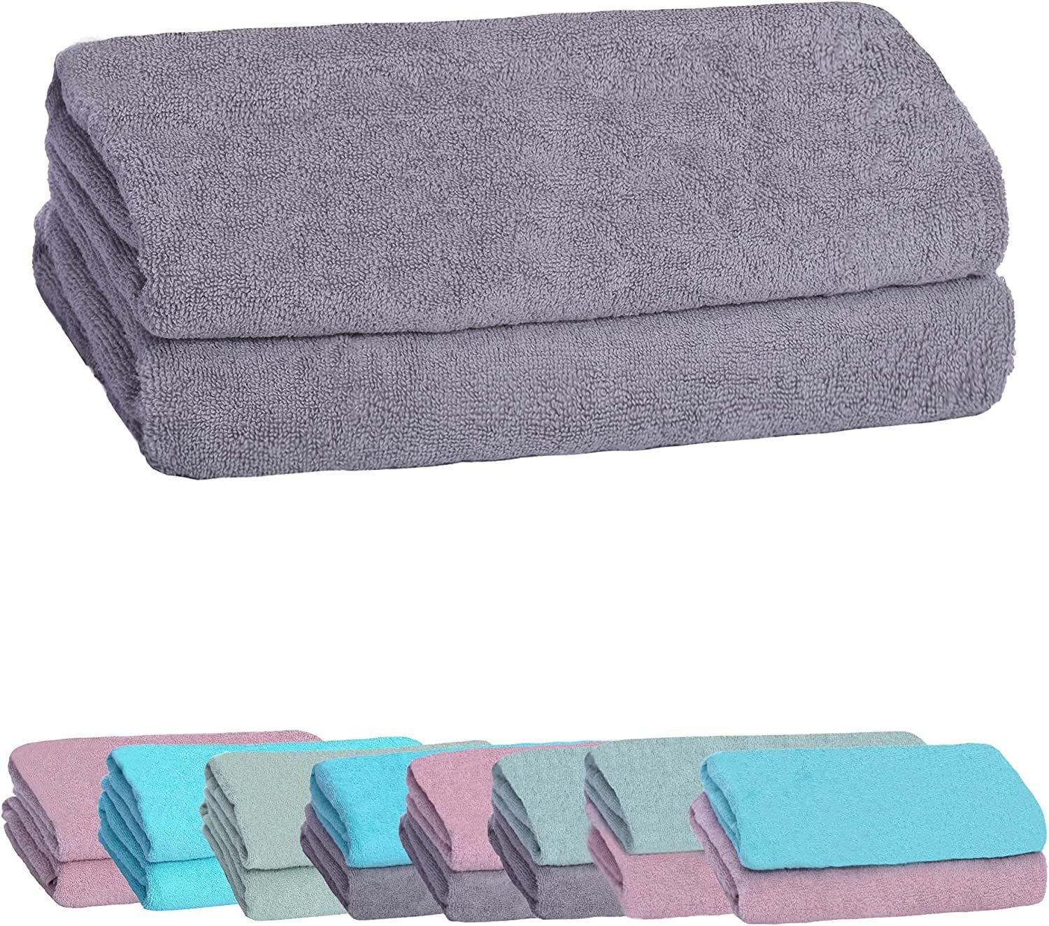 livessa Handtücher Badetücher im Set und als Serie, (2-St), Badetücher Set, Bade-Handtuchset 100% Baumwolle Grau