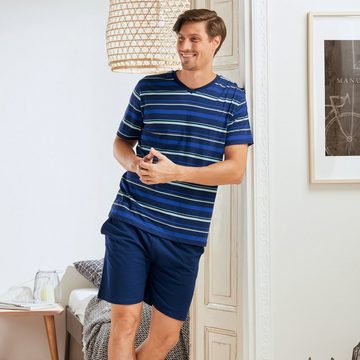 Erwin Müller Pyjama Herren-Shorty Single-Jersey Streifen