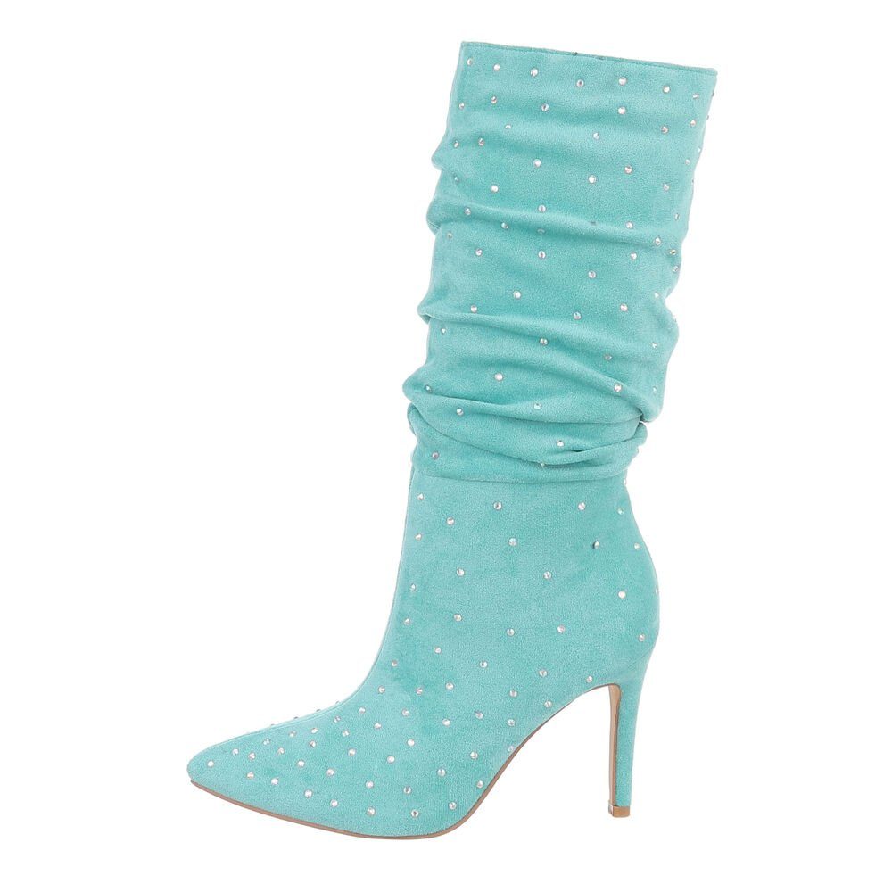 High-Heel in High-Heel-Stiefel Elegant Damen Hellblau Stiefel Pfennig-/Stilettoabsatz Abendschuhe Ital-Design