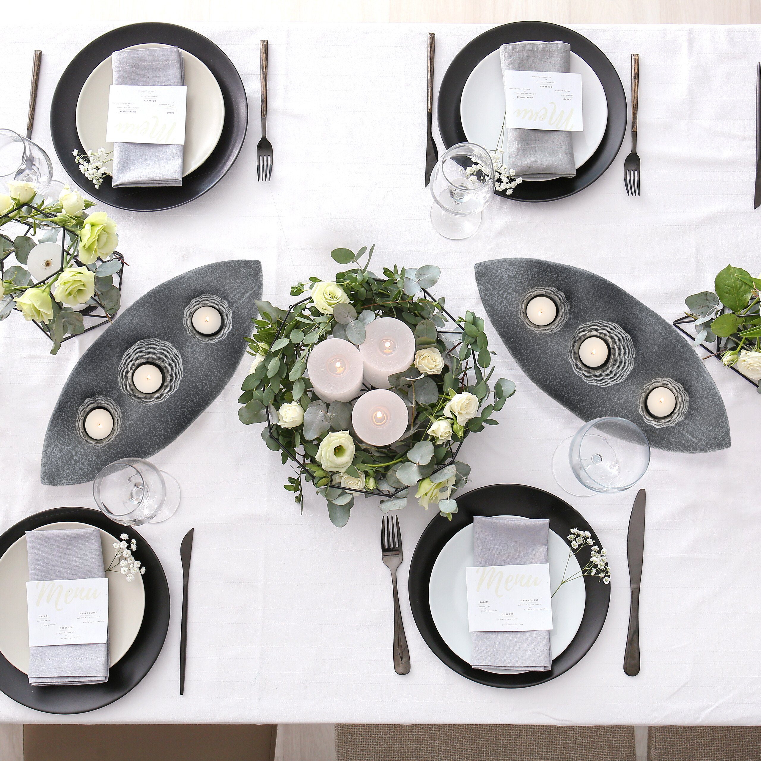 relaxdays Teelichthalter mit Tablett Kerzen Deko günstig online kaufen