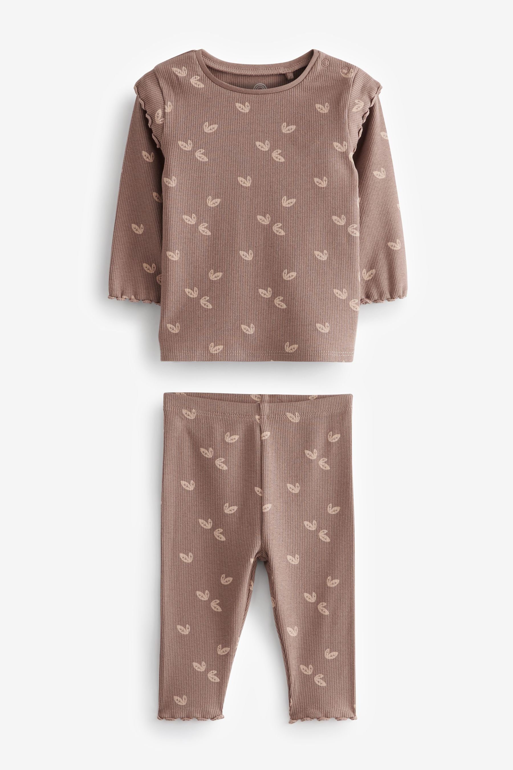 Print Heart & Set fürs Next und (2-tlg) Shirt Oberteil Brown im Leggings Chocolate Leggings Baby