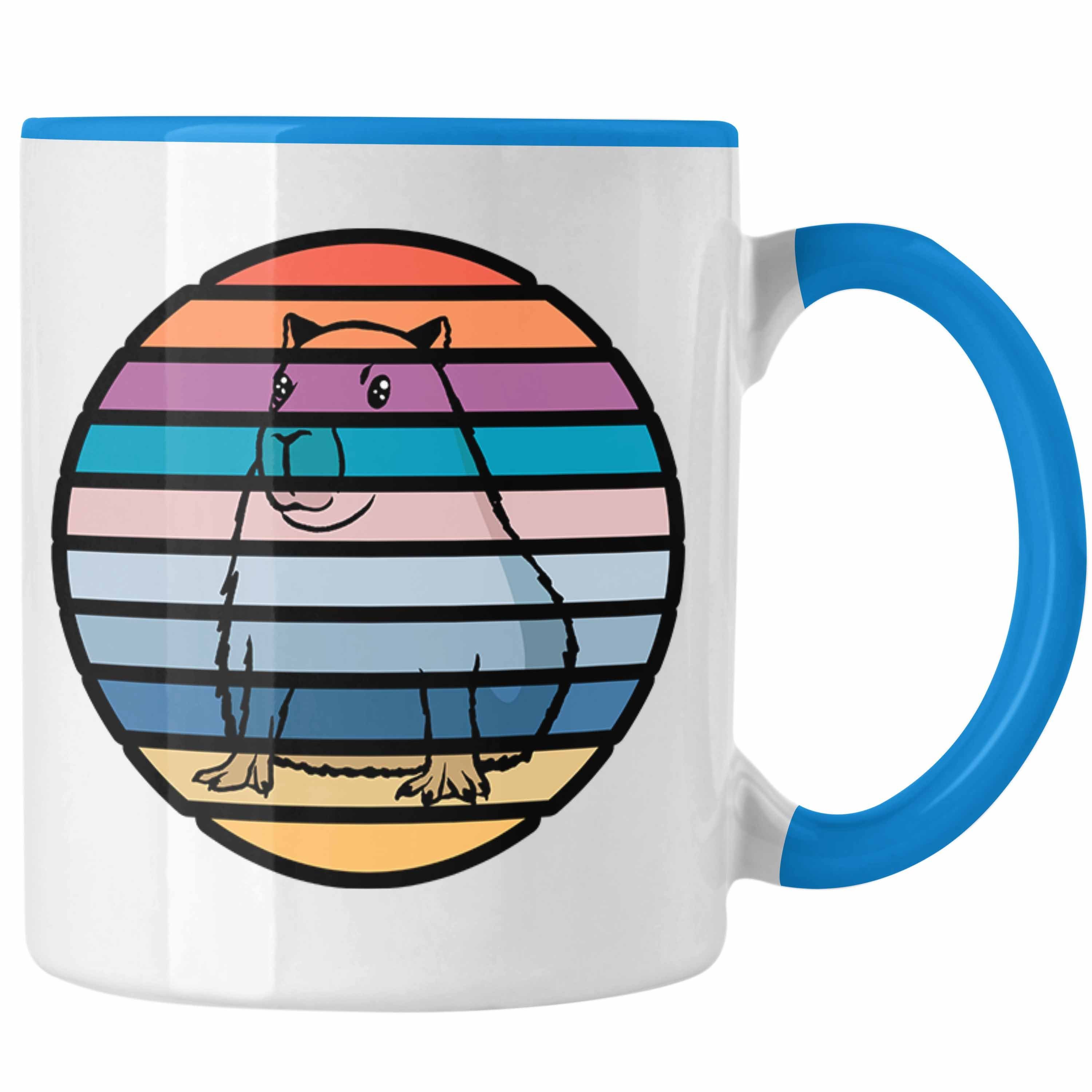 mit Trendation Geschenk Liebhaber Capybara für Tasse Capybara-Motiv Geschenkidee Blau Tasse
