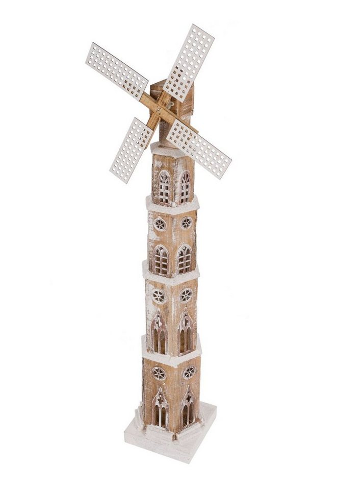 Spetebo LED Dekolicht LED Holz Windmühle mit 20 LED - Höhe ca. 110 cm, LED, warm weiss