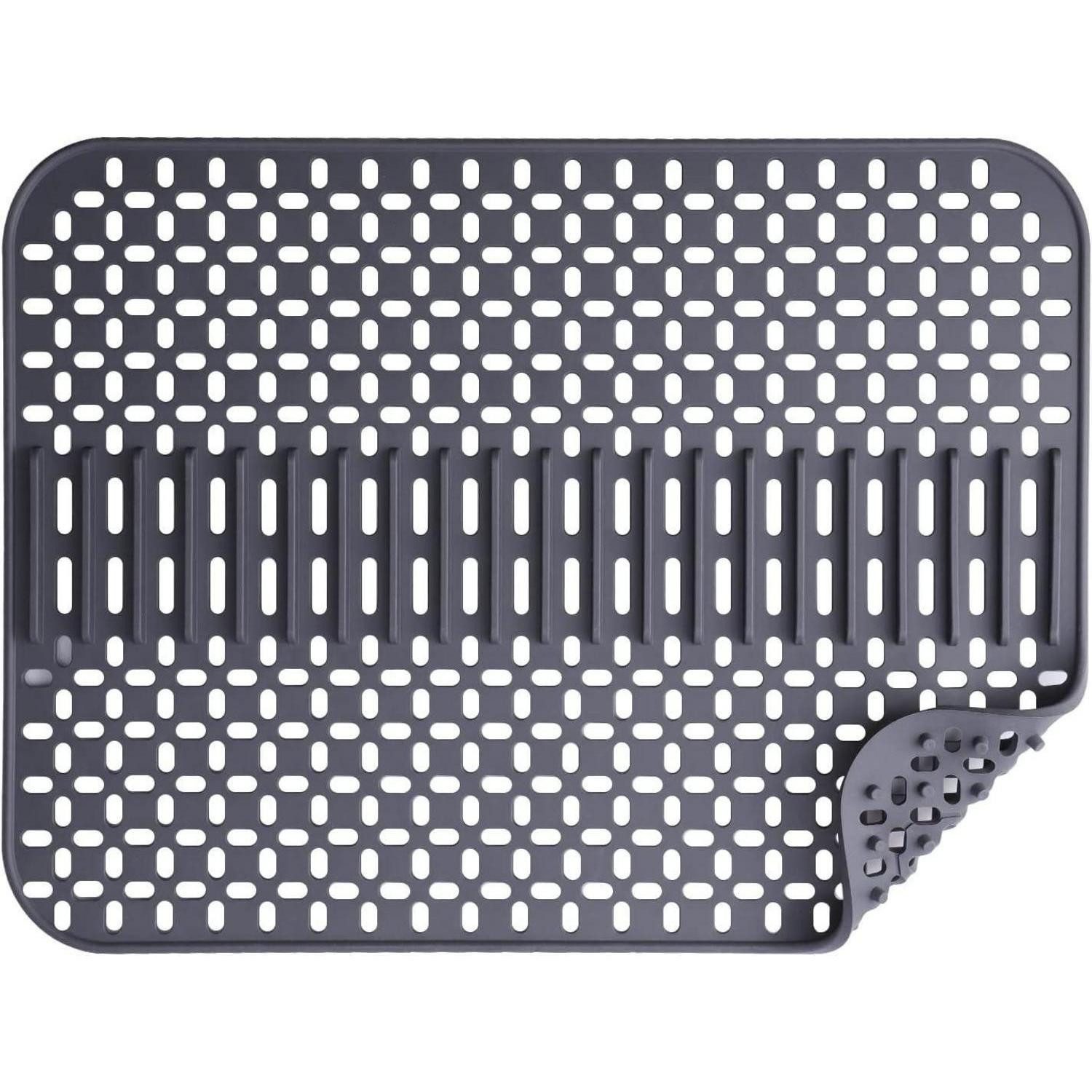 LuxusKollektion Abtropfmatte Silikon Spülbeckenmatte 43x32cm hitzebeständig rutschfest dunkelgrau