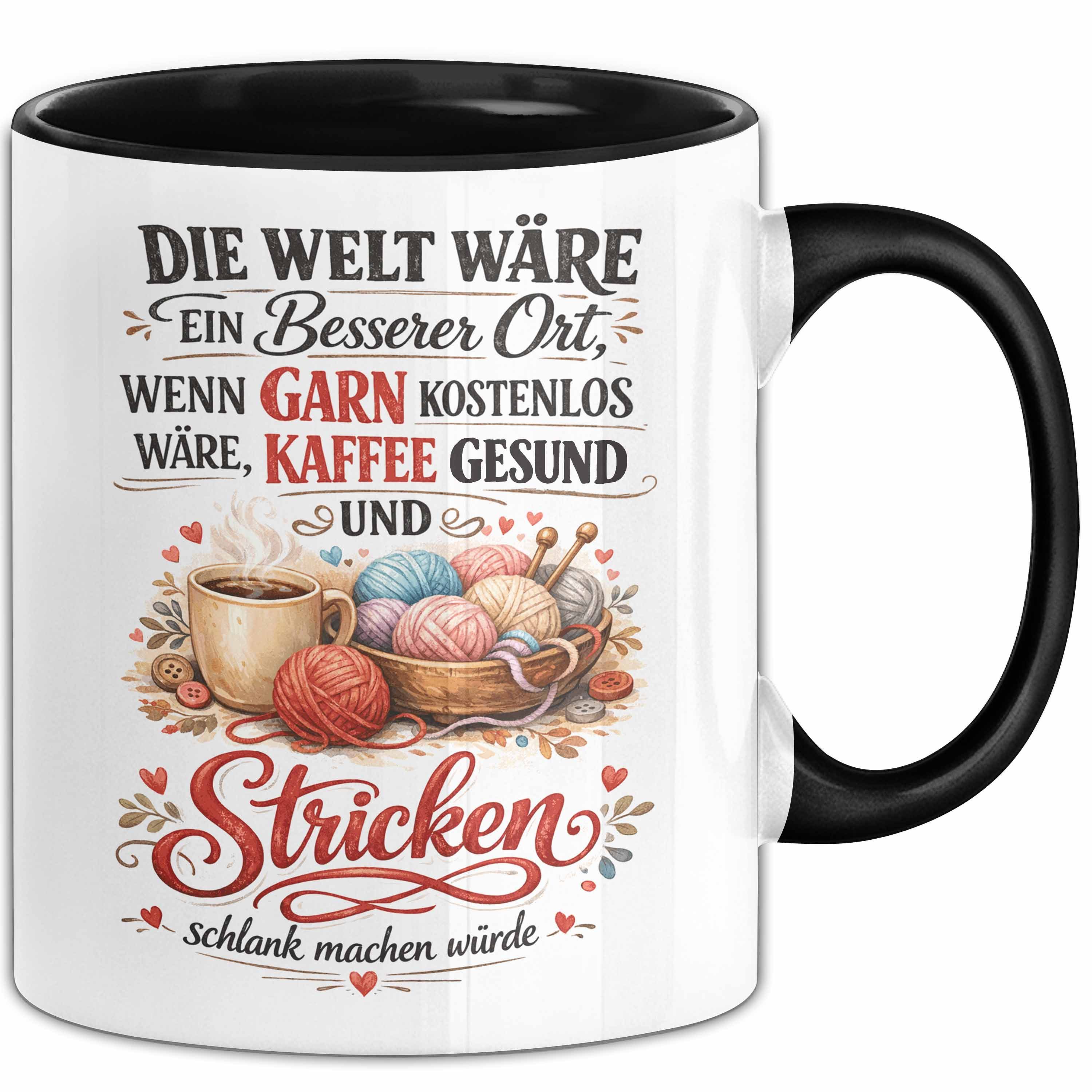 Trendation Tasse Stricken Tasse Geschenk Welt Waere Besser Wenn Garn Kostenlos Geschenk, Keramik