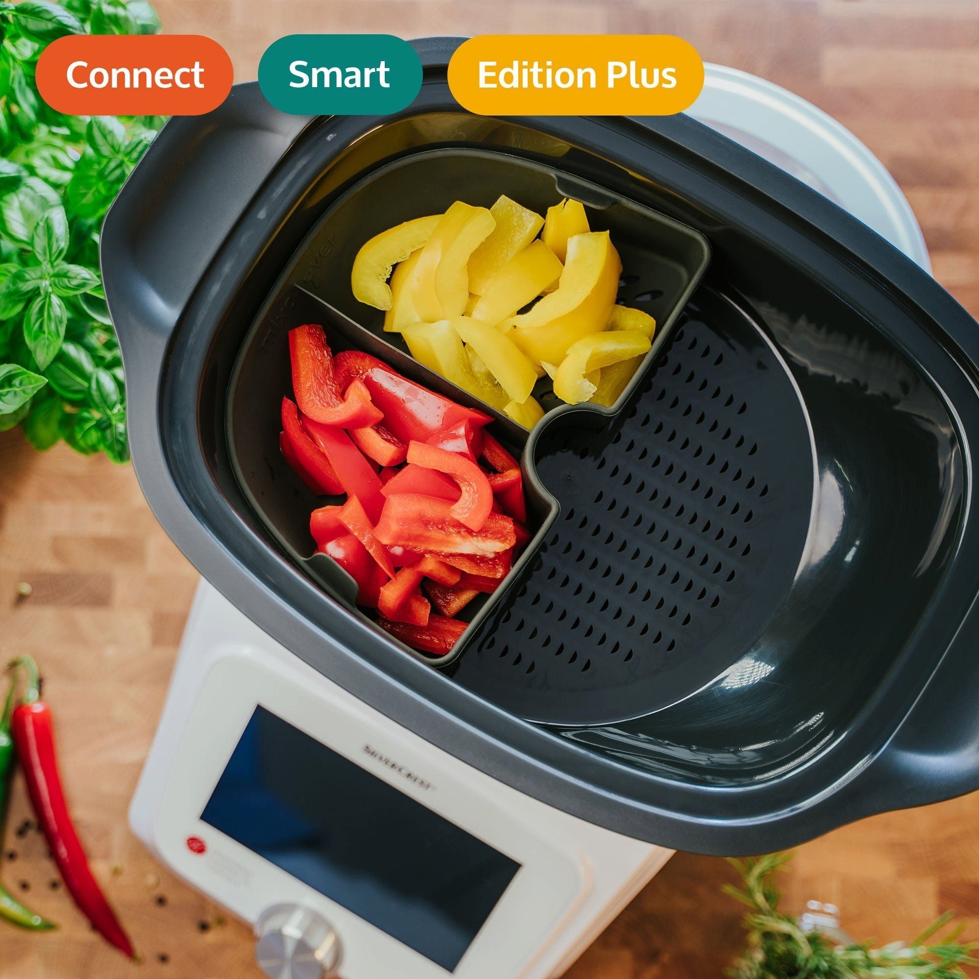 Dampfgarraum Monsieur Mixcover Küchenmaschinen-Adapter mixcover (VIERTEL) & Garraumteiler Cuisine Smart Connect