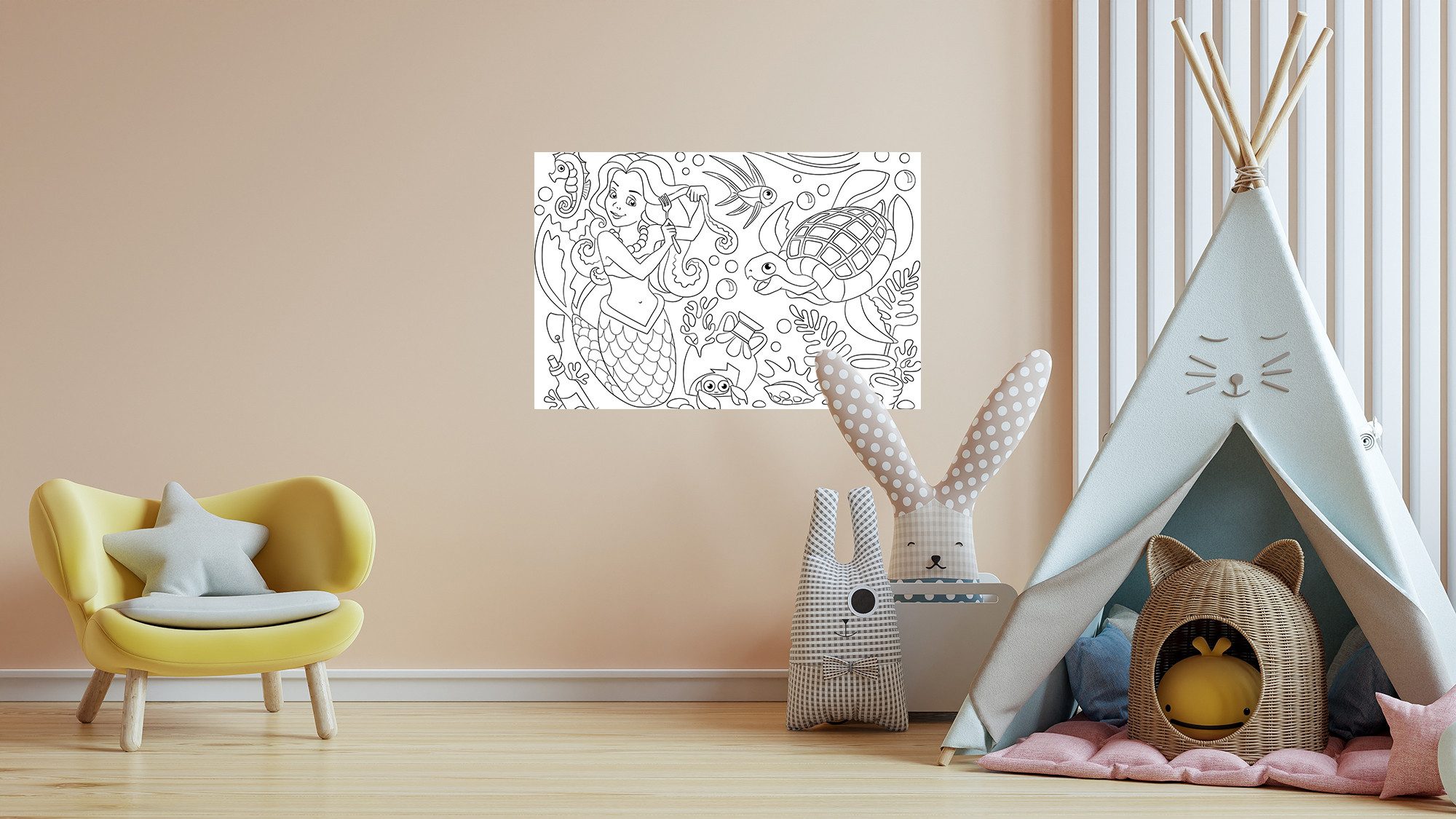 queence Wandsticker Meerjungfrauen Unterwasserwelt (1 St), DIY-Wandsticker zum Bemalen