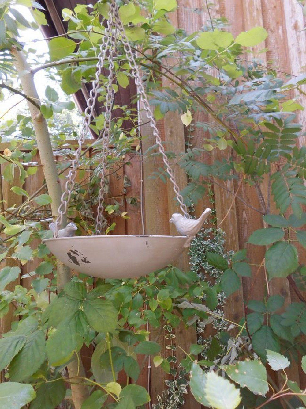 Thumbnail - Deko-Impression Vogeltränke Vogeltränke Vogelbad Vogelfutterstelle Eisen zum Hängen grau